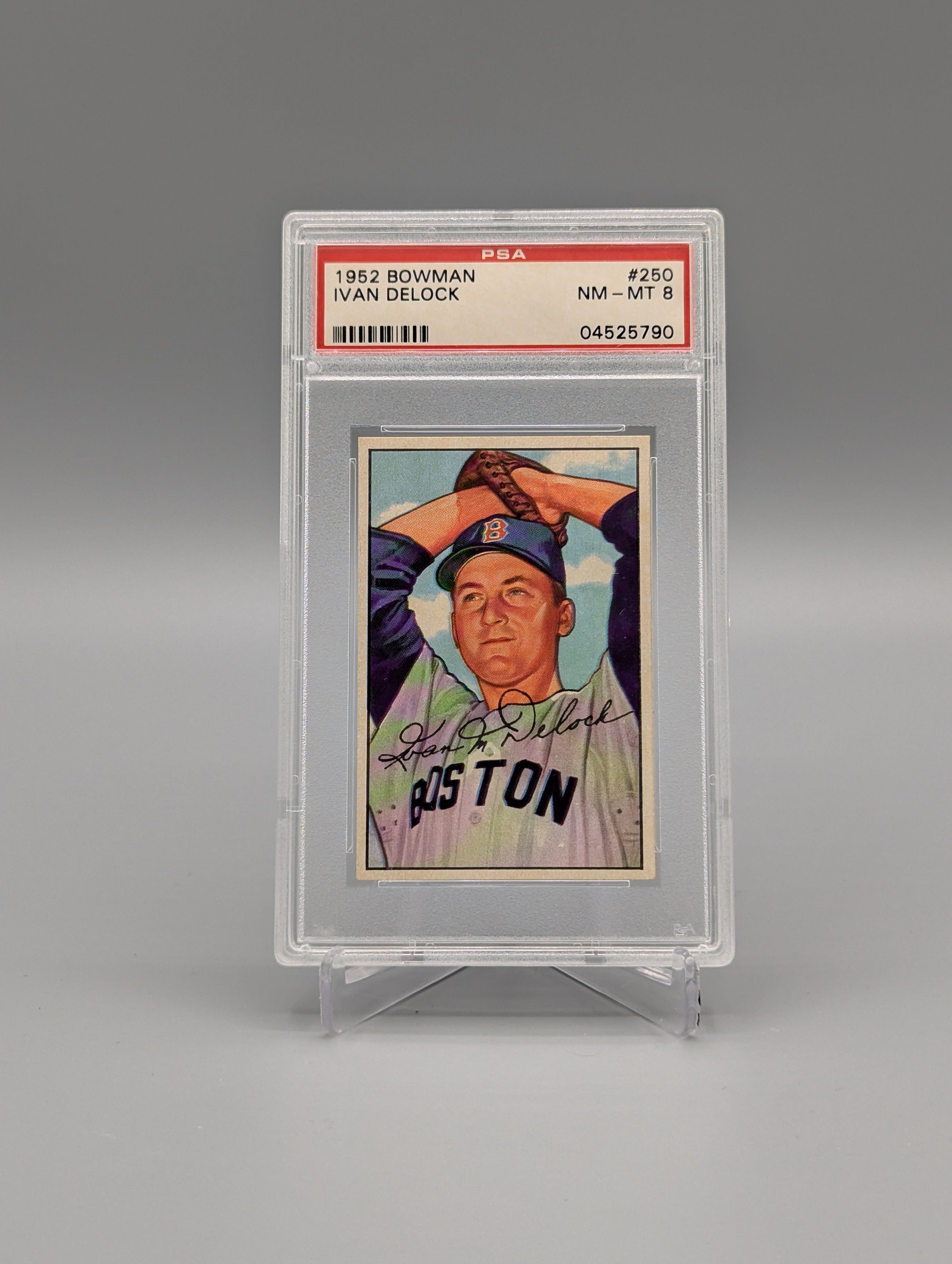 1952 Bowman #250 Ivan Delock Red Sox PSA 8