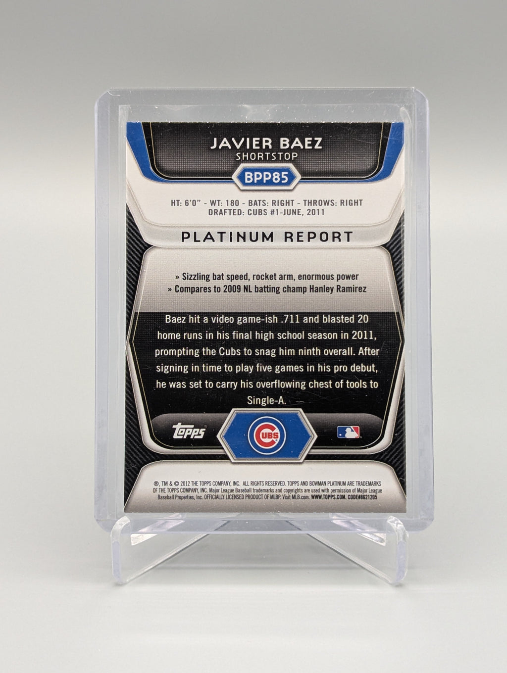 2012 Bowman Platinum Refractor #BPP85 Javier Baez Cubs