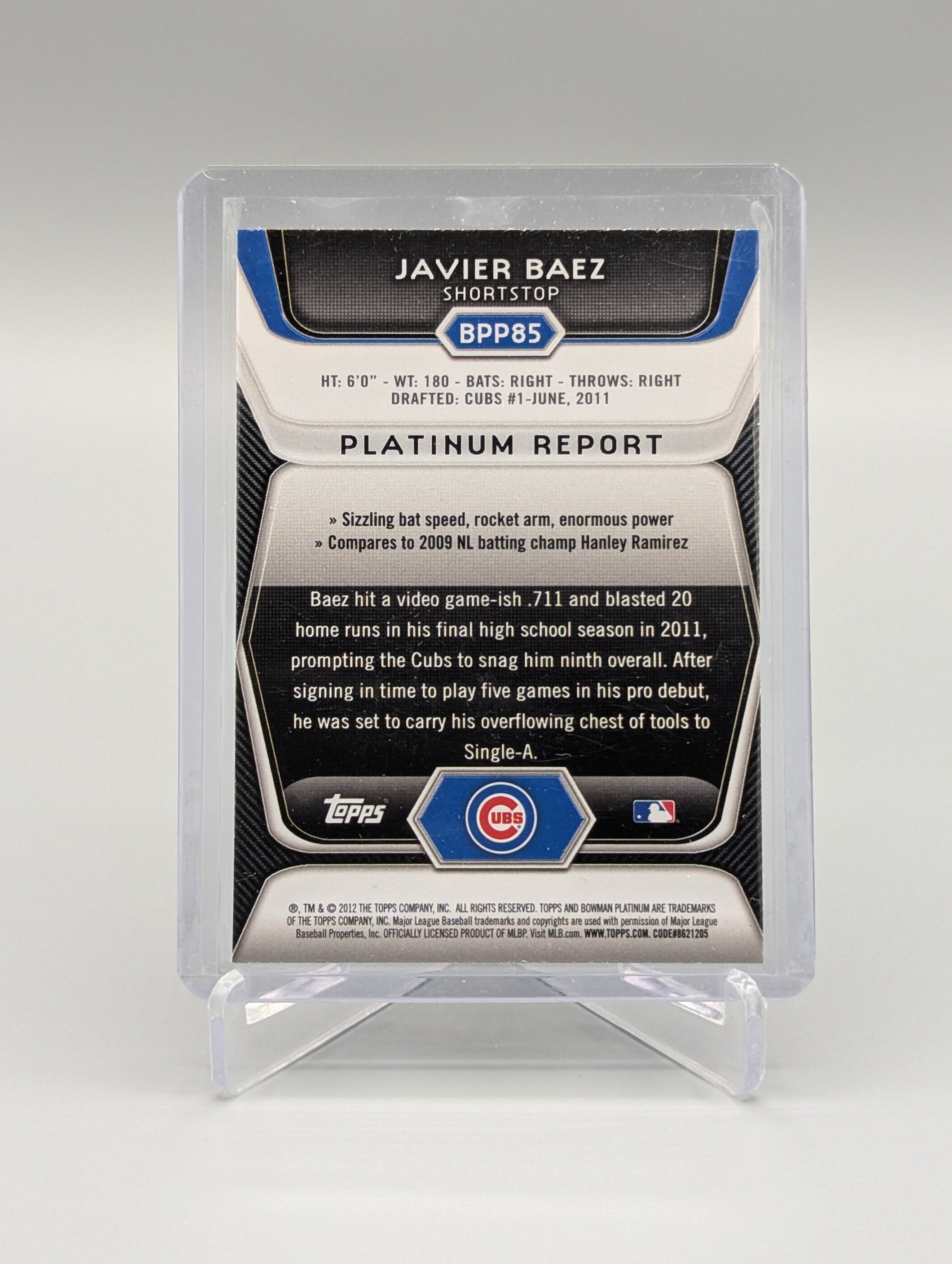 2012 Bowman Platinum Refractor #BPP85 Javier Baez Cubs