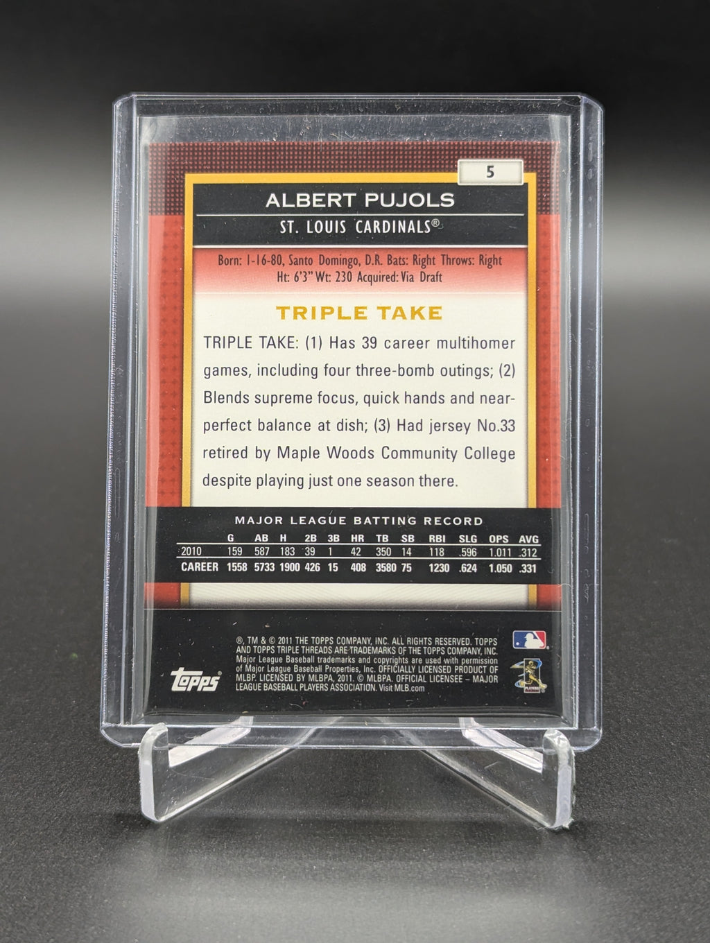 2011 Topps Triple Threads /1500 #5 Albert Pujols Cardinals
