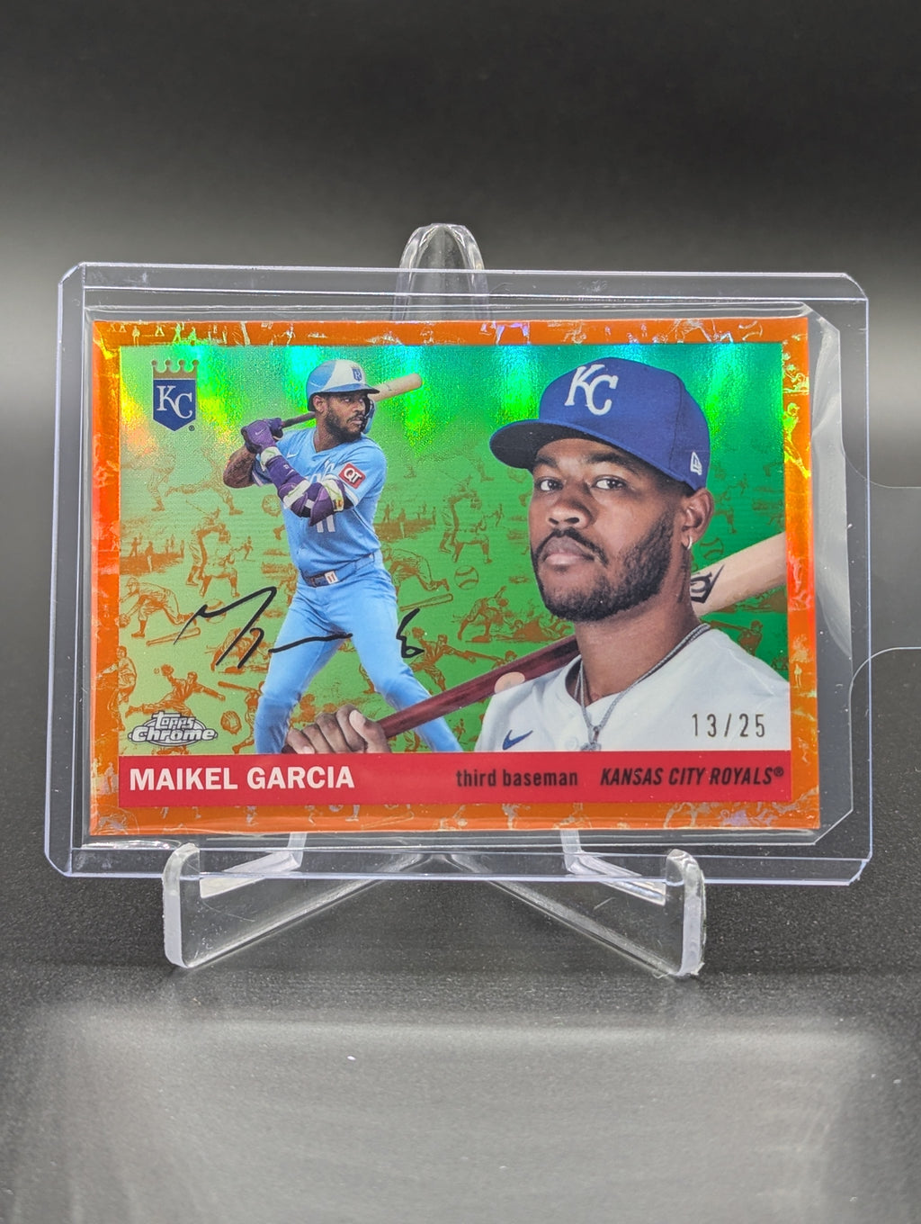 2025 Topps Chrome Platinum Toile White Orange /25 #37 Maikel Garcia