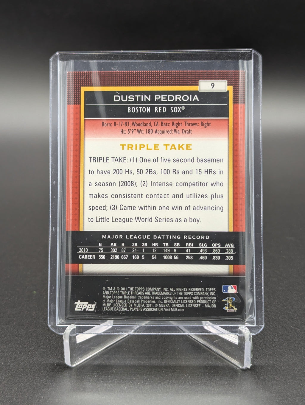 2011 Topps Triple Threads /1500 #9 Dustin Pedroia Red Sox