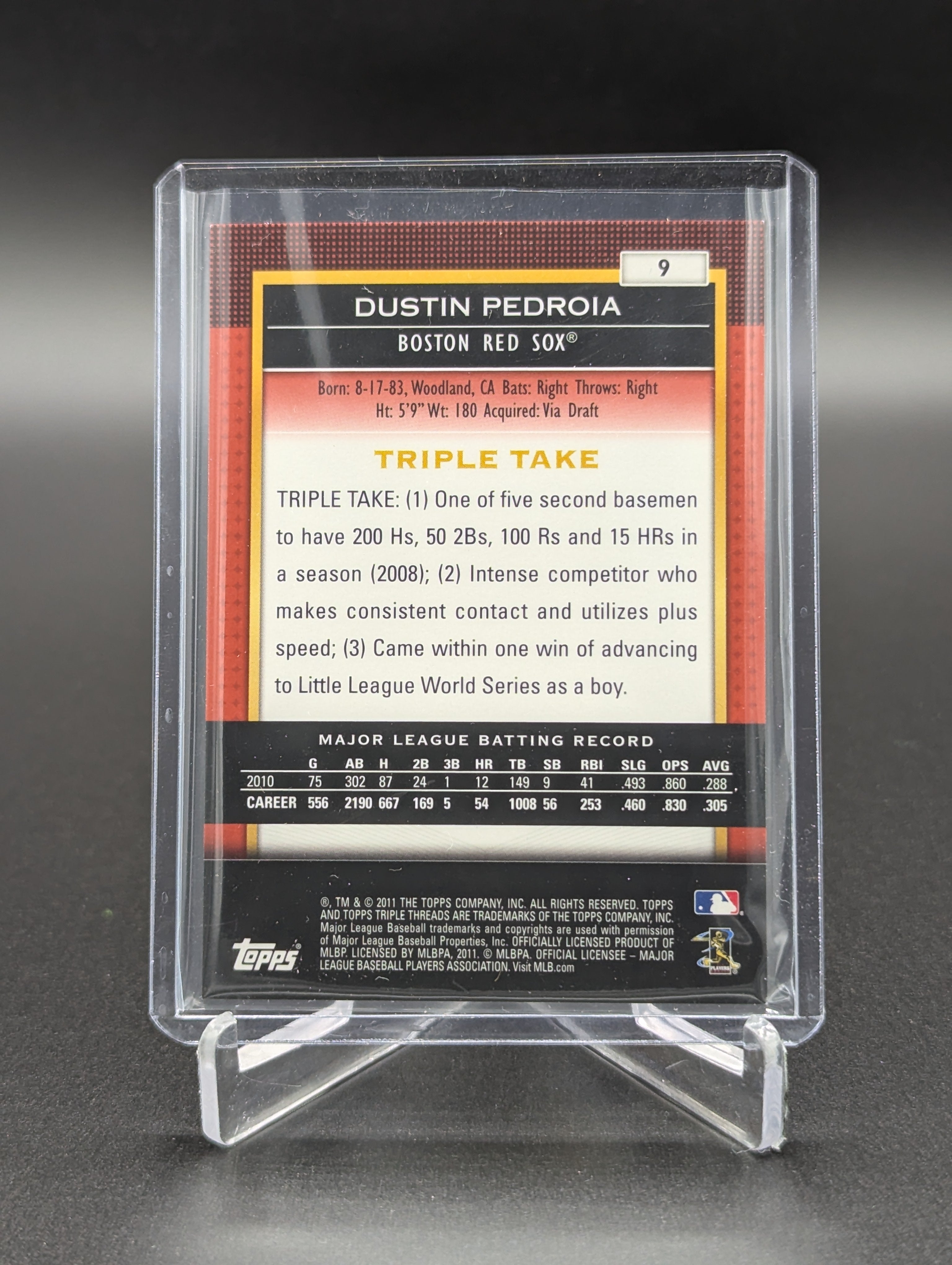 2011 Topps Triple Threads /1500 #9 Dustin Pedroia Red Sox