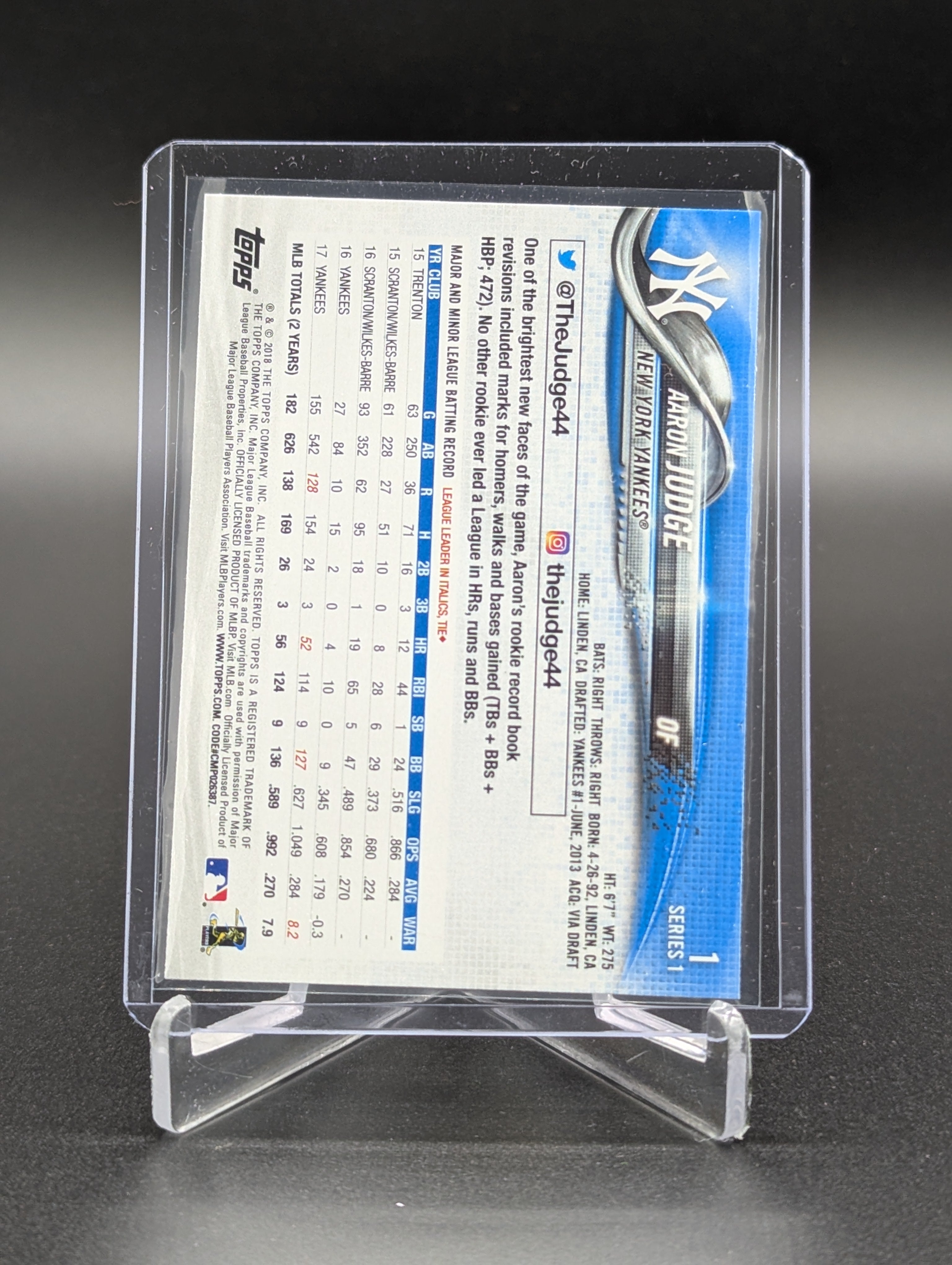 2018 Topps #1 RC Cup Aaron Judge Yankees