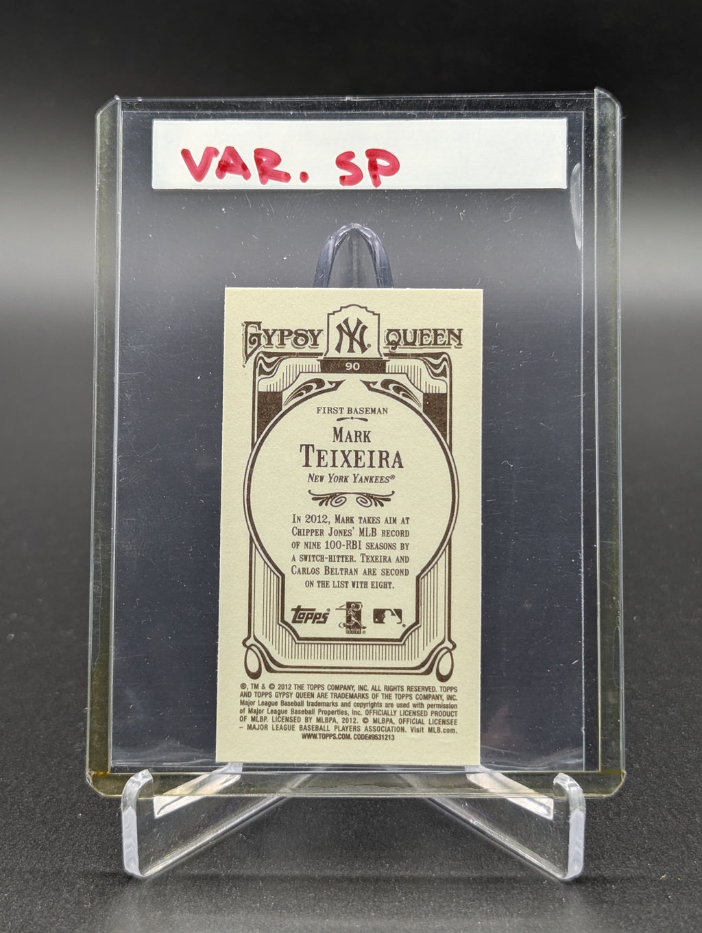 2012 Topps Gypsy Queen Mini Image Variation #90 Mark Teixeira Yankees