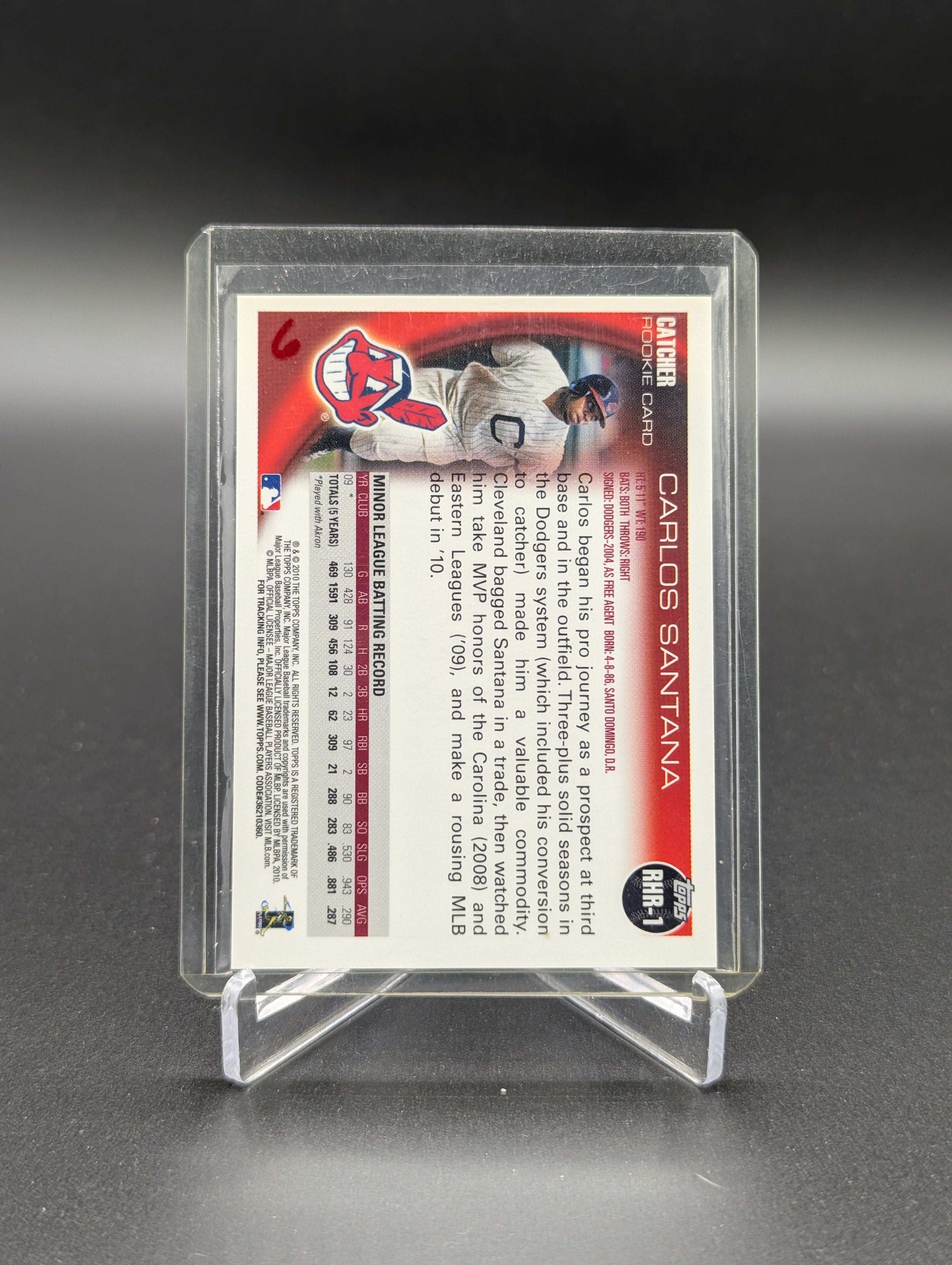 2010 Topps Red Hot Rookie Redemption #RHR-1 Carlos Santana Indians