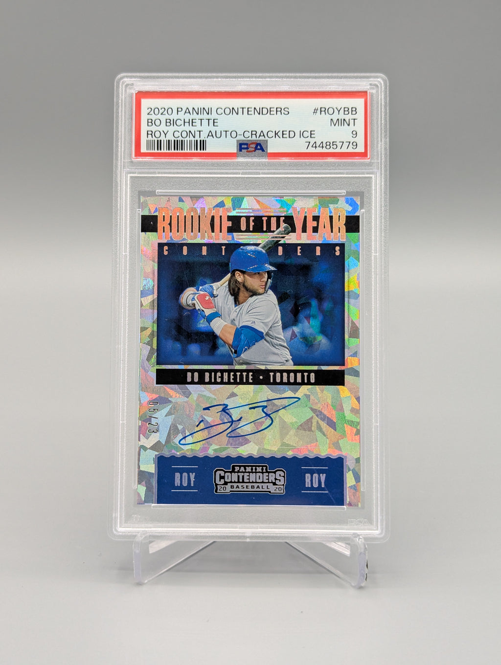 2020 Panini Contenders Cracked Ice #ROYBB Bo Bichette Auto #/23 Blue Jays