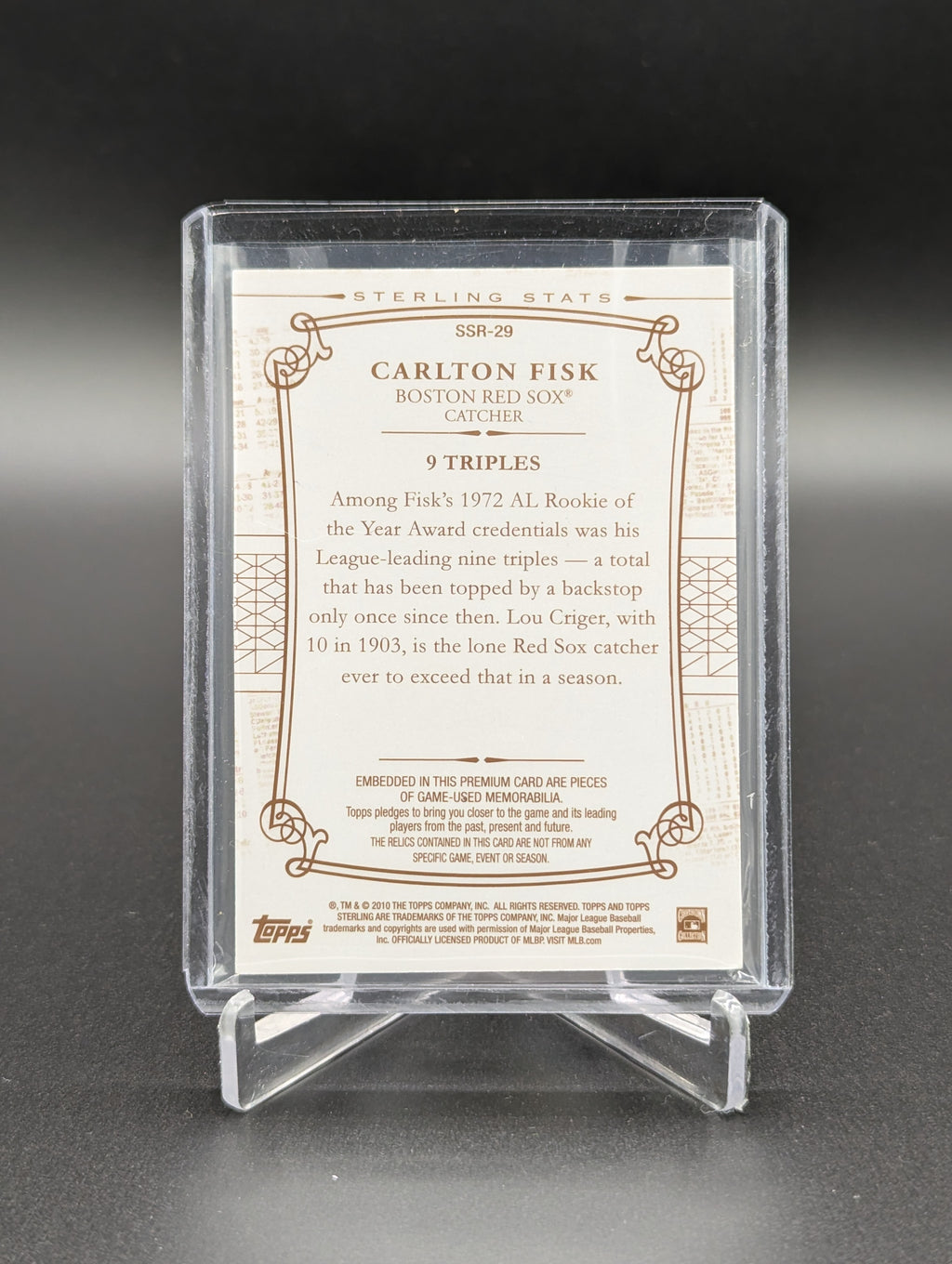 2010 Topps Sterling Sterling Stats /10 #SSR-29 Carlton Fisk Red Sox