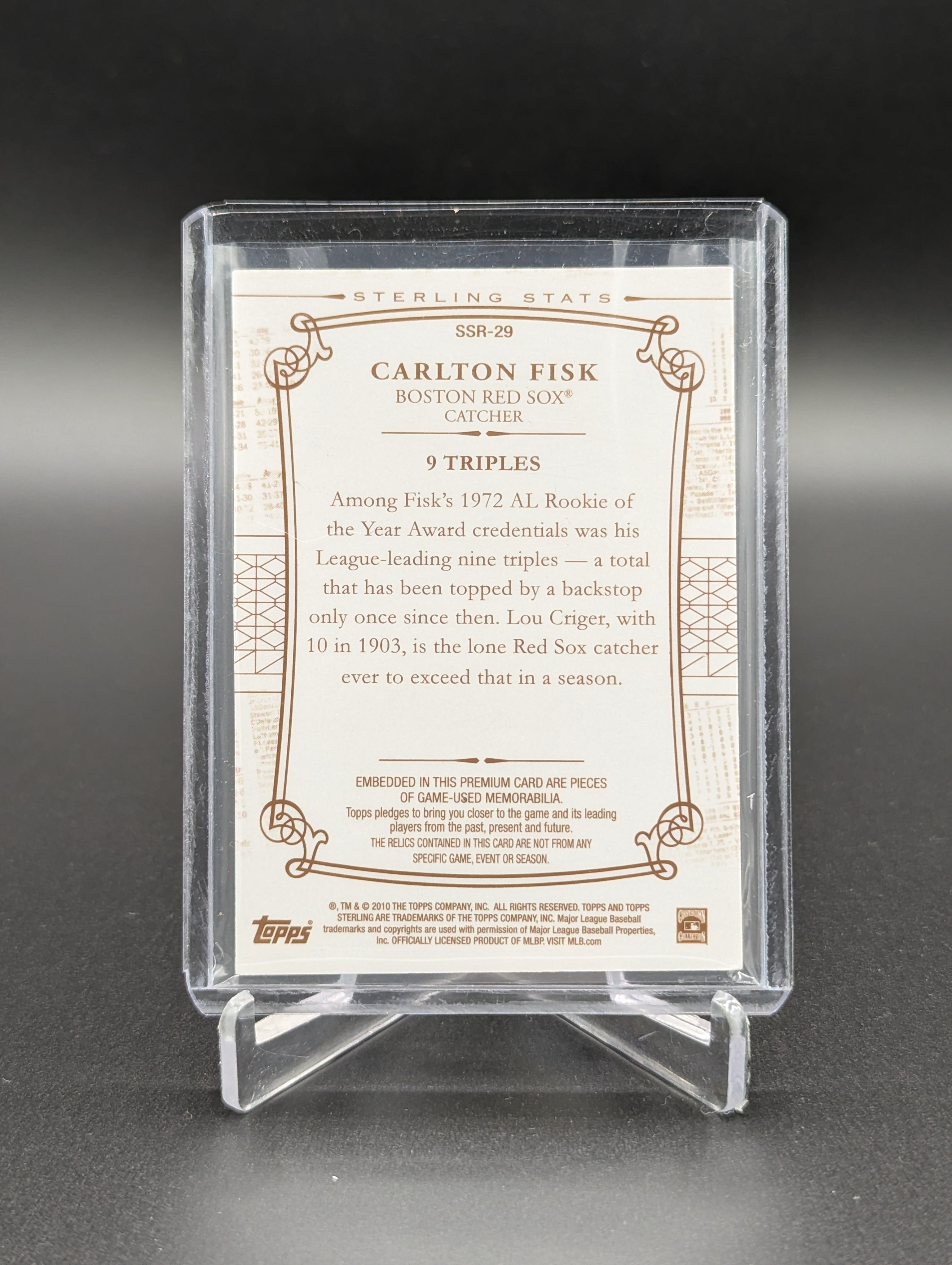 2010 Topps Sterling Sterling Stats /10 #SSR-29 Carlton Fisk Red Sox