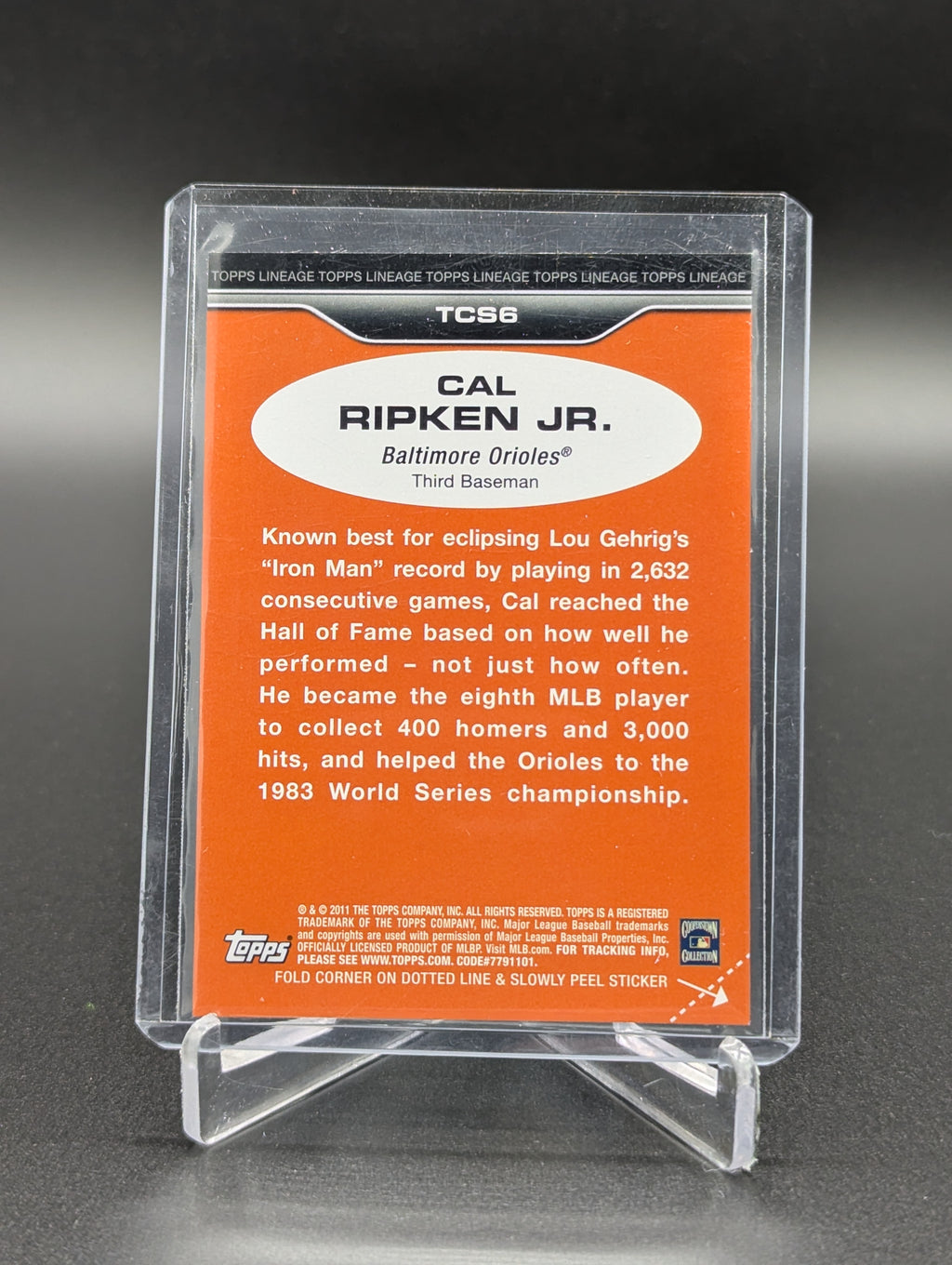 2011 Topps Lineage Cloth Stickers Cal Ripken Jr Orioles