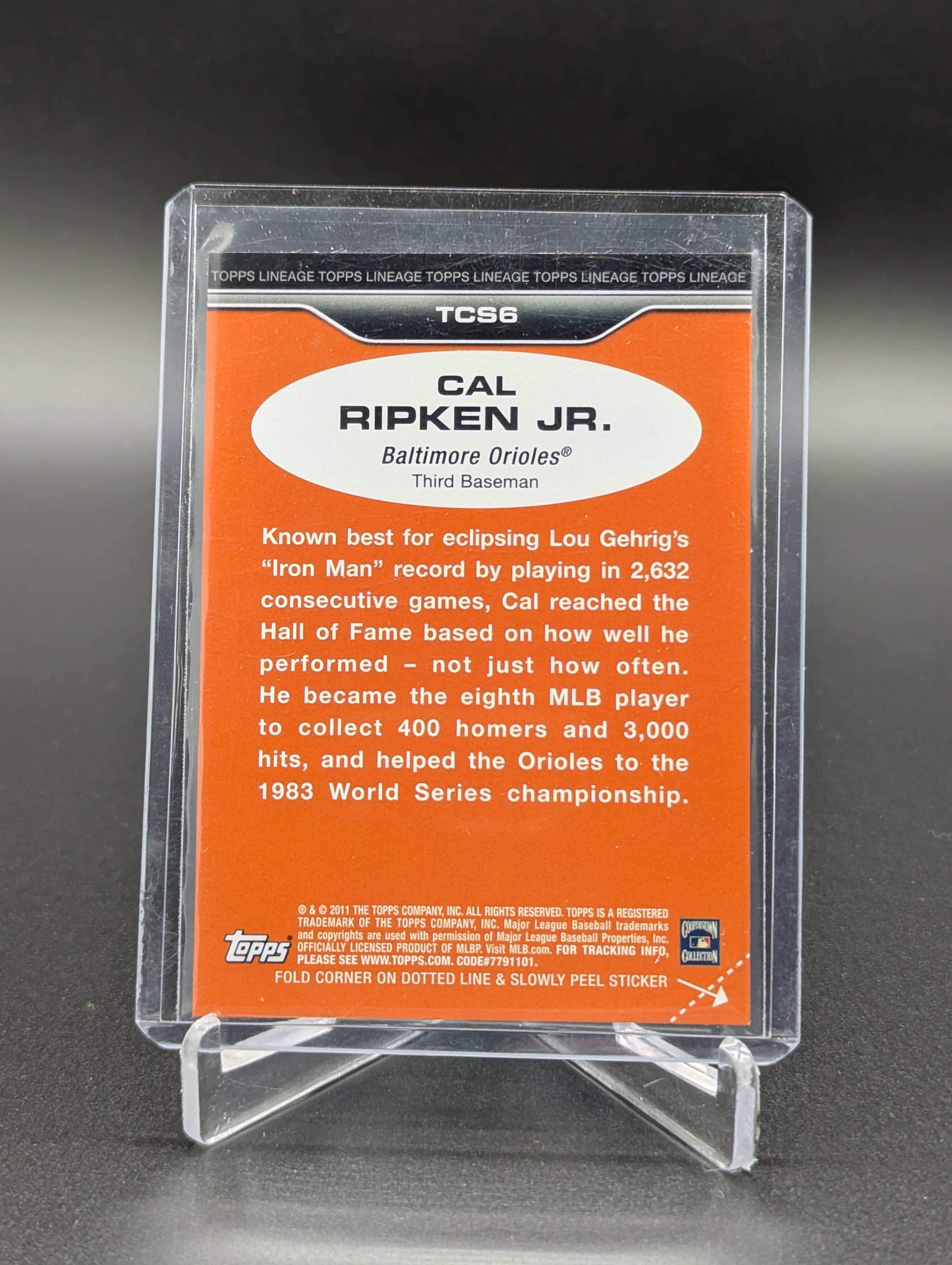 2011 Topps Lineage Cloth Stickers Cal Ripken Jr Orioles