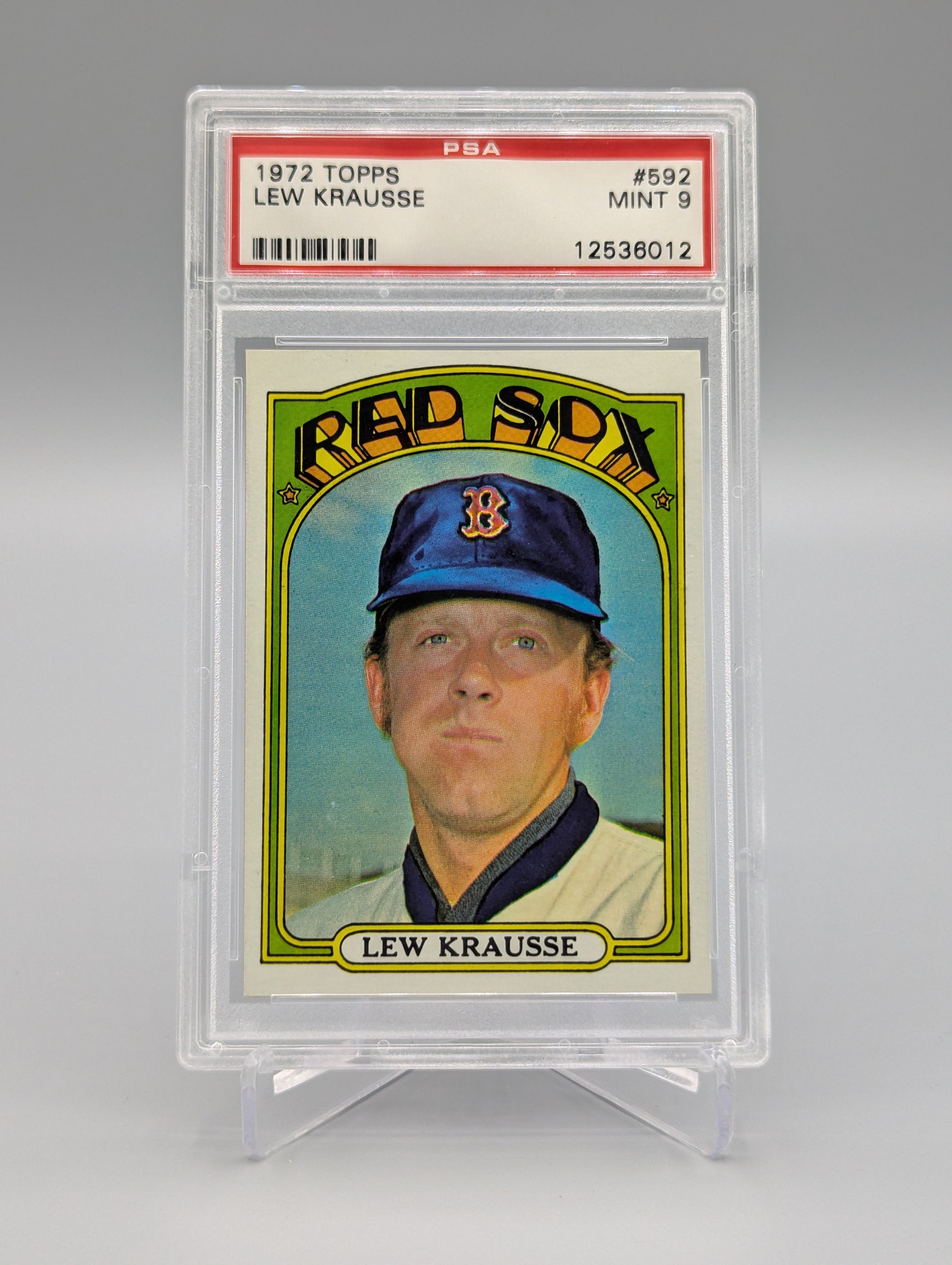 1972 Topps #592 Lew Krausse PSA 9 Red Sox