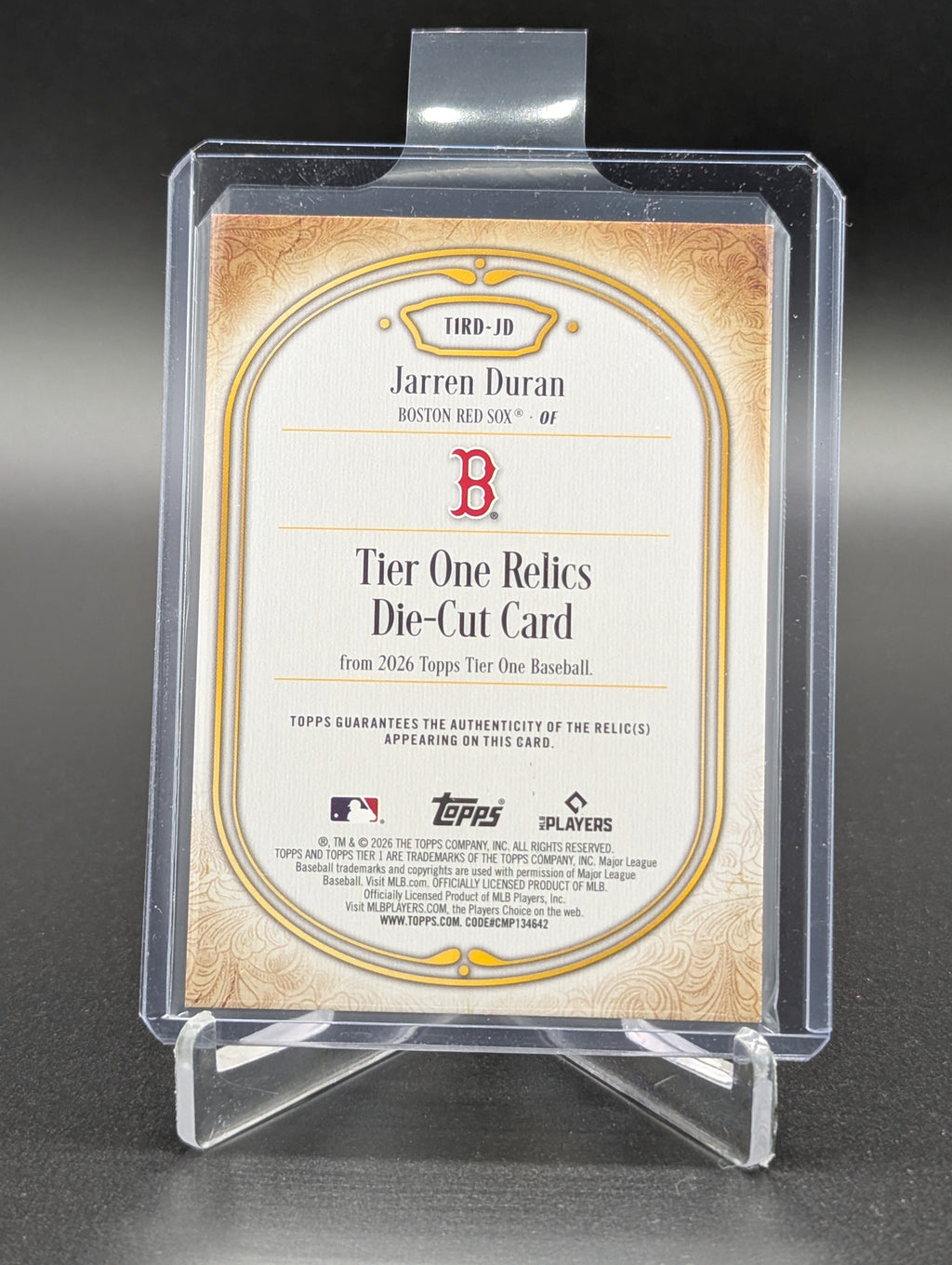 2026 Topps Tier One Die Cut Relics /199 #T1RD-JD Jarren Duran Red Sox