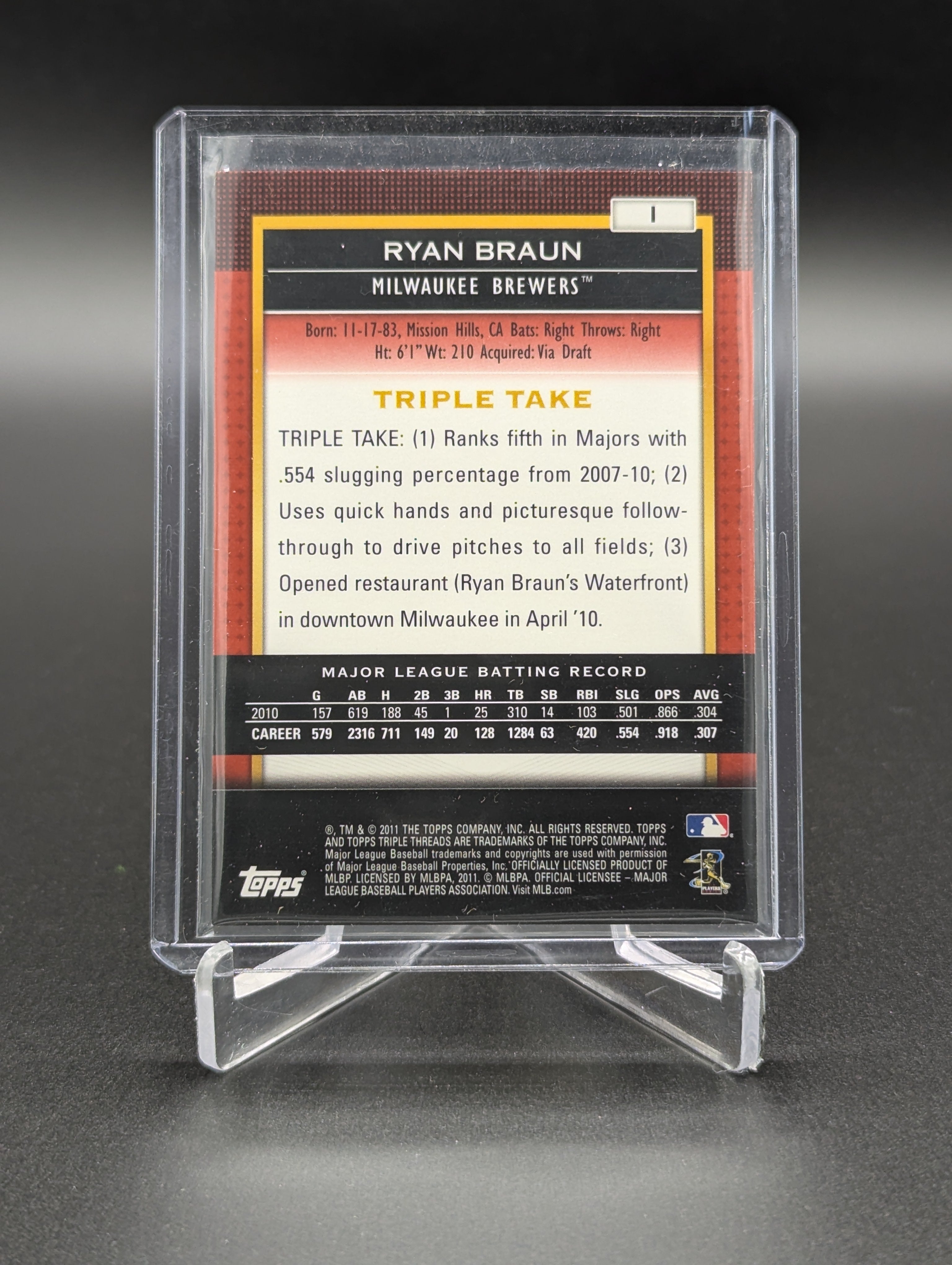 2011 Topps Triple Threads /1500 #1 Ryan Braun Brewers