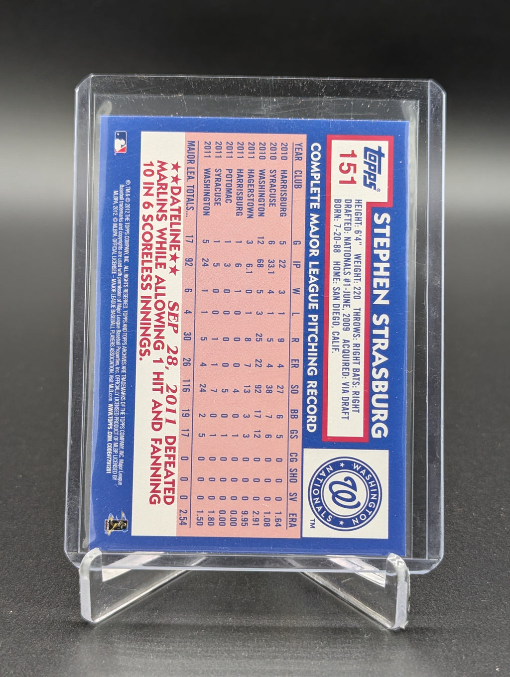2012 Topps Archives Gold #151 Stephen Strasburg Nationals