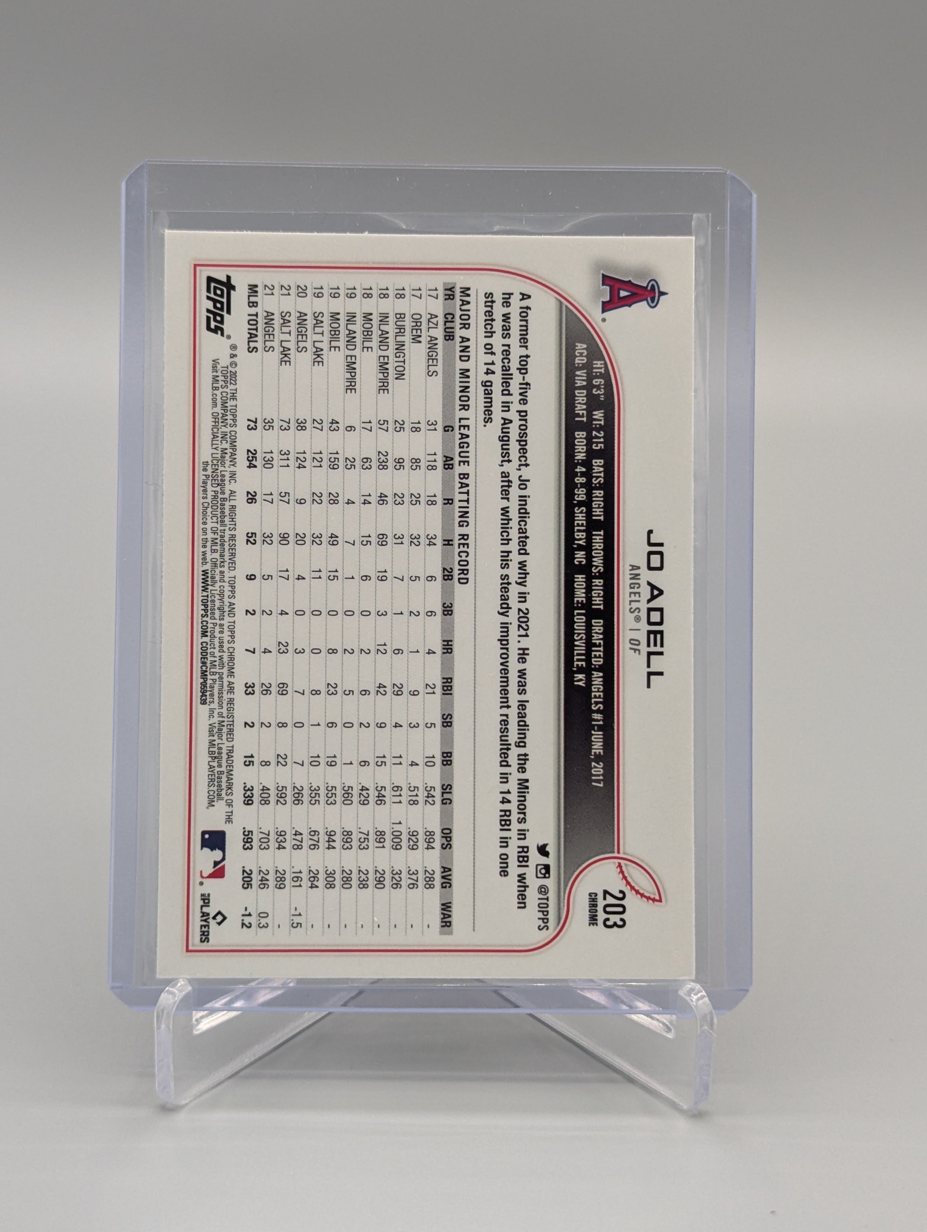 2022 Topps Chrome Sonic Black & White RayWave #203 Jo Adell Angels