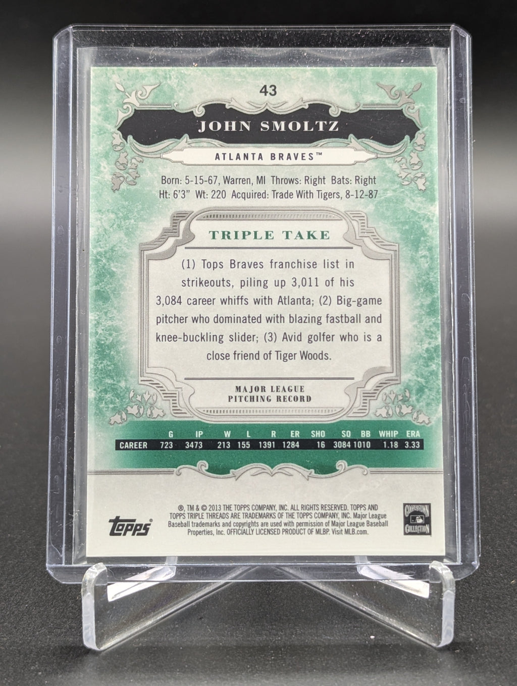 2013 Topps Triple Threads Emerald #43 John Smoltz #/250 Braves