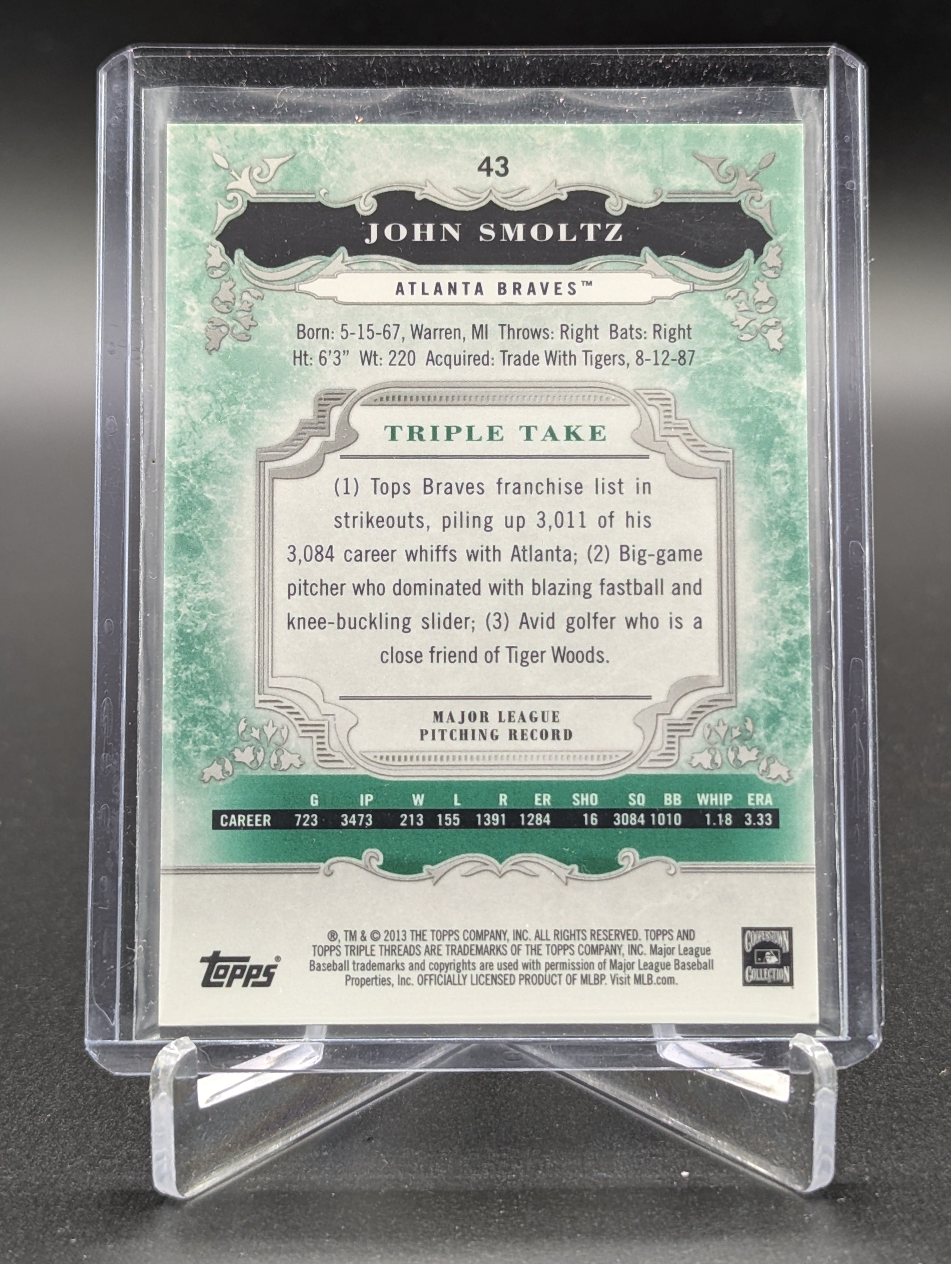 2013 Topps Triple Threads Emerald #43 John Smoltz #/250 Braves