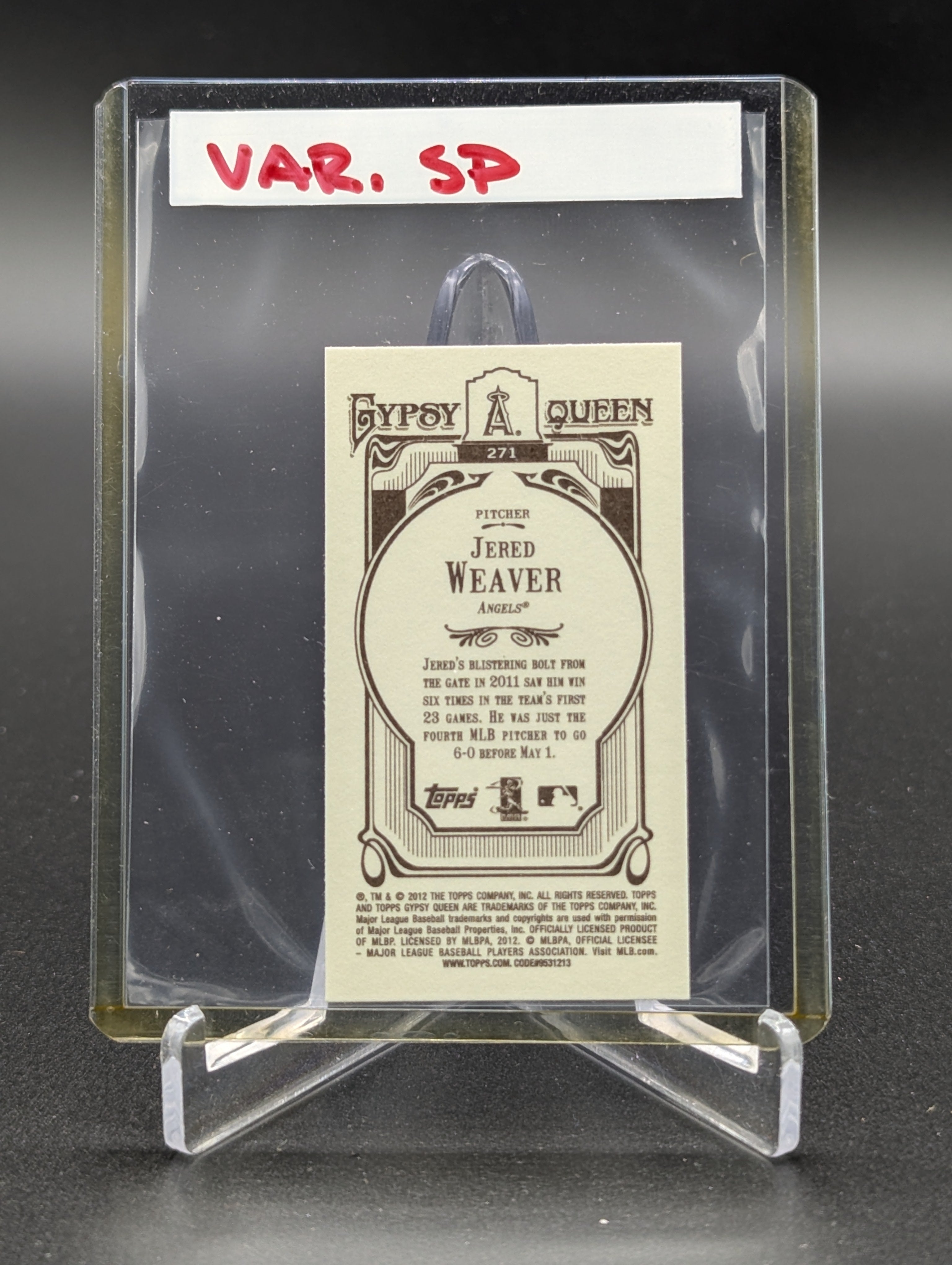 2012 Topps Gypsy Queen Mini Image Variation #271 Jared Weaver Angels