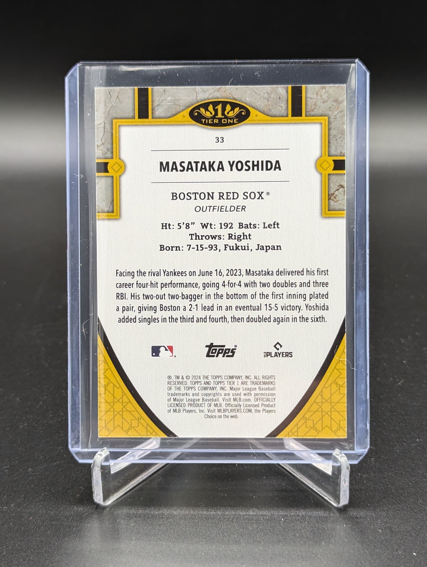 2024 Topps Tier One #33 Masataka Yoshida RC #/99 Red Sox