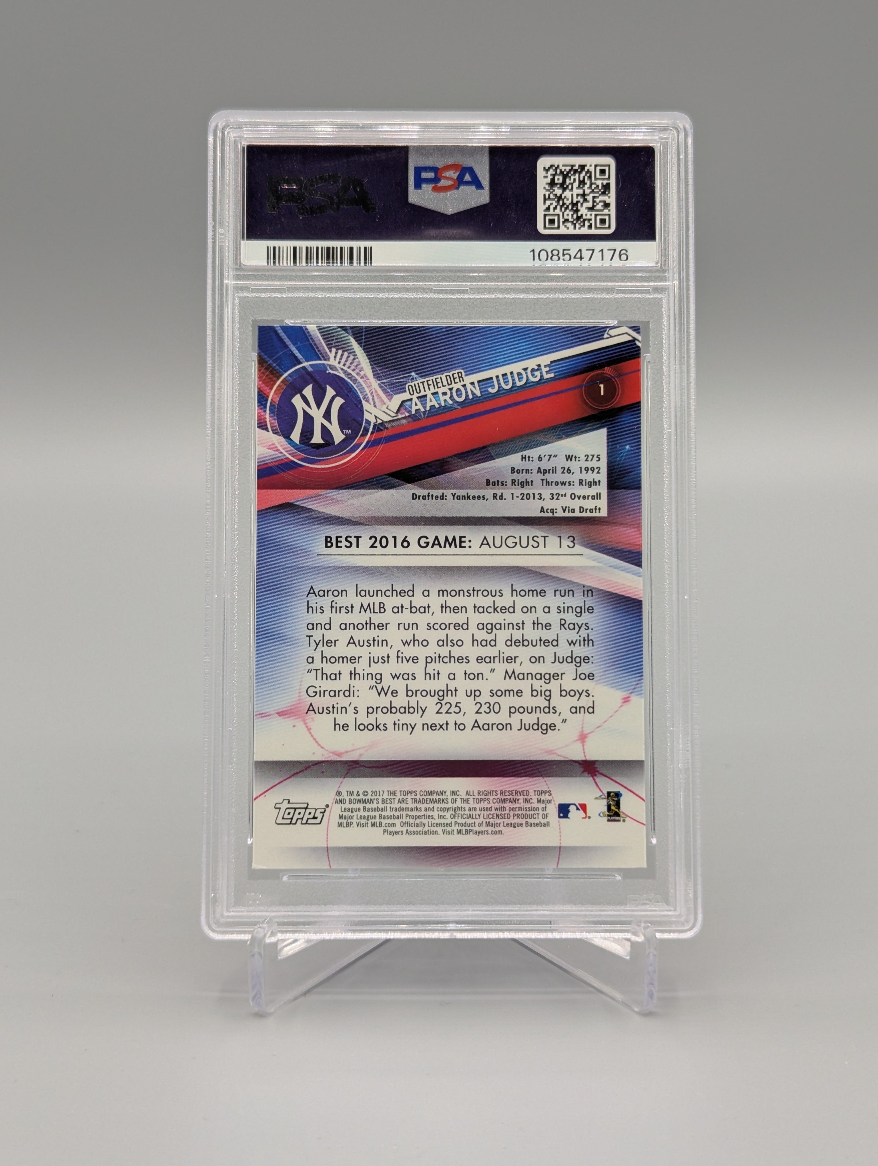 2017 Bowman's Best #1 Aaron Judge RC PSA 10 Yankees