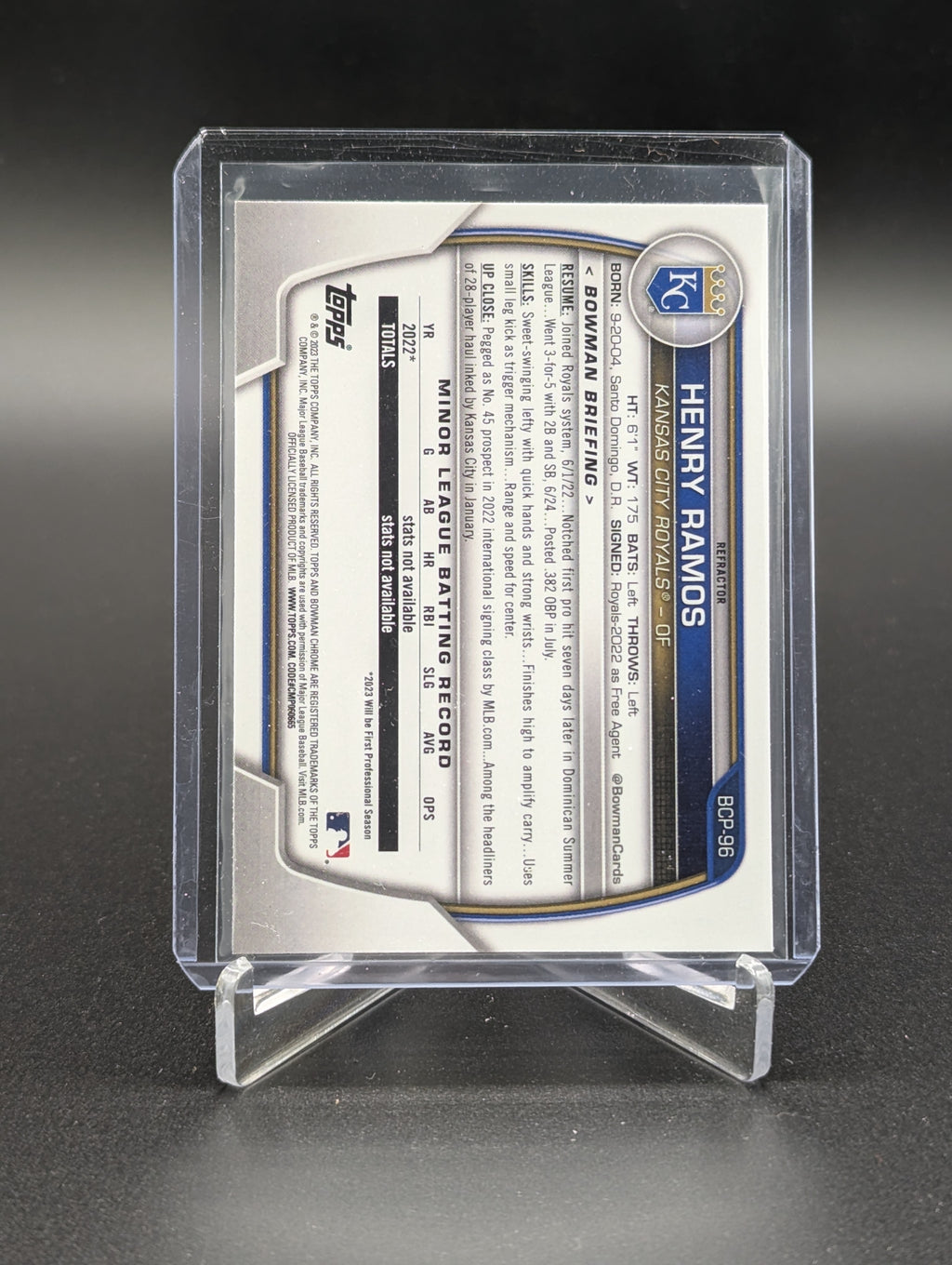 2023 Bowman Chrome Lunar Glow #BCP-96 Henry Ramos Royals