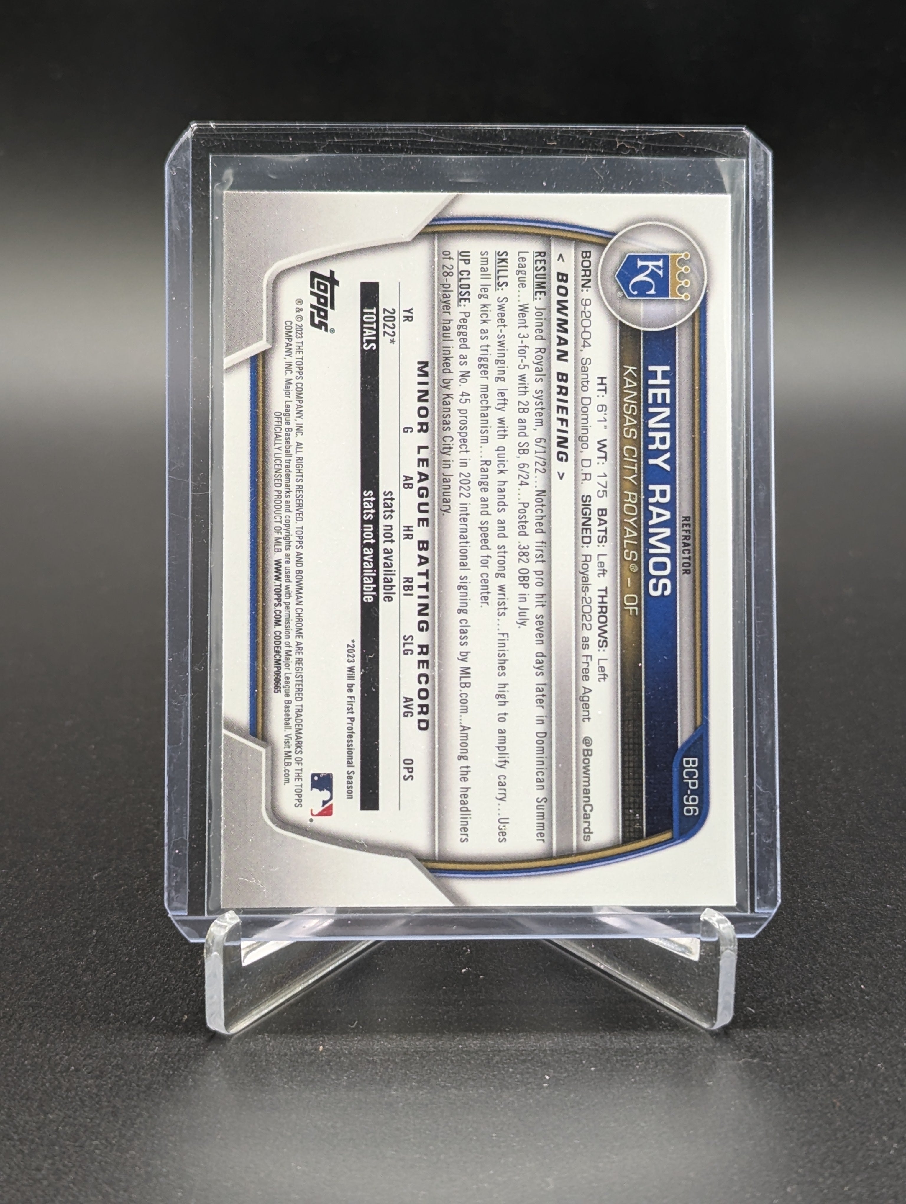 2023 Bowman Chrome Lunar Glow #BCP-96 Henry Ramos Royals