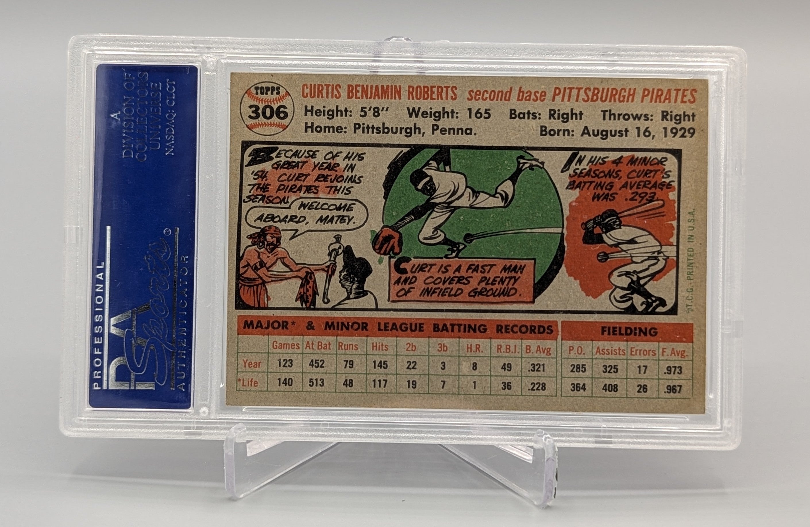 1956 Topps #306 Curt Roberts PSA 5 Pirates