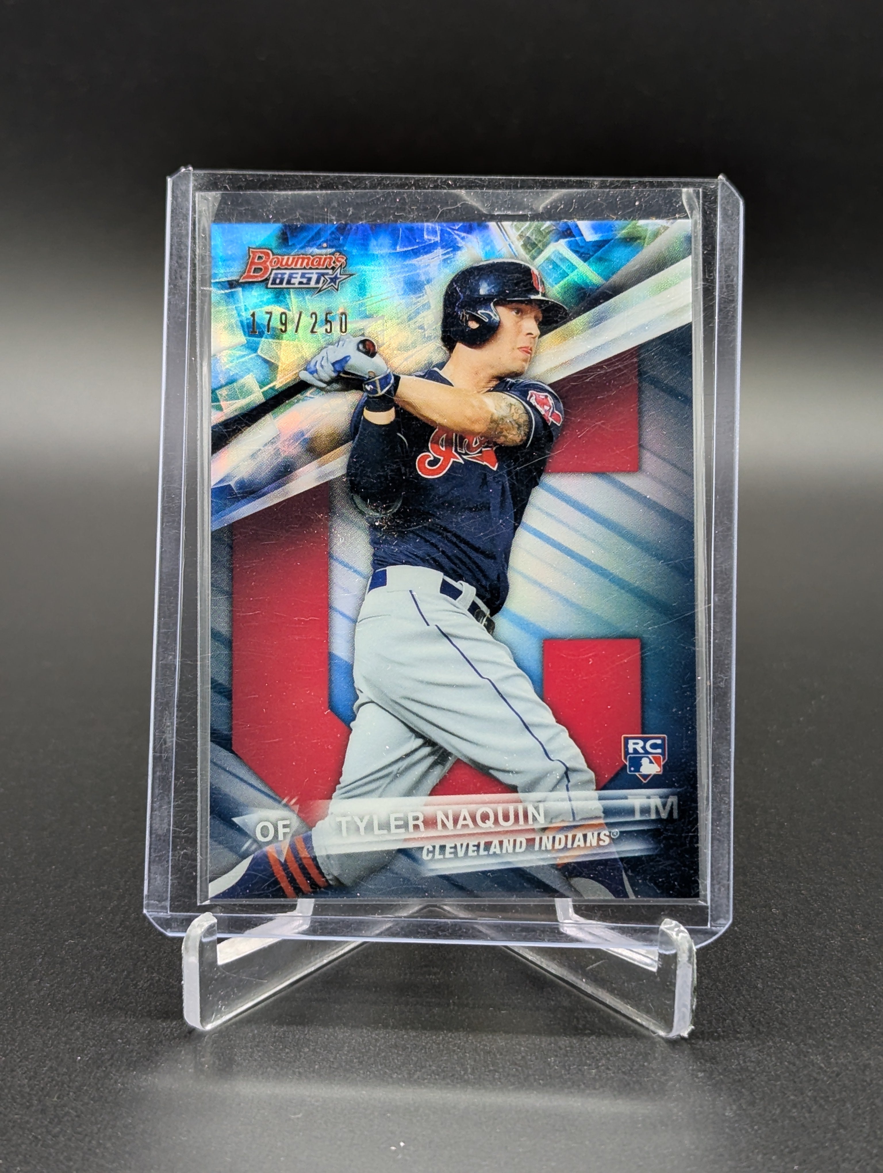2016 Bowman's Best Blue Refractor #55 Tyler Naquin RC Indians /250