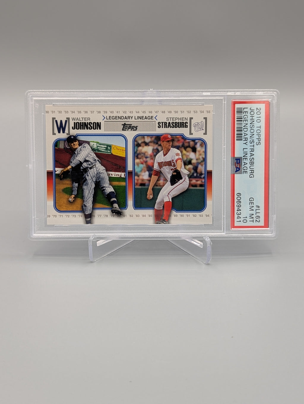 2010 Topps Legendary Lineage #LL62 Johnson/Strasburg PSA 10