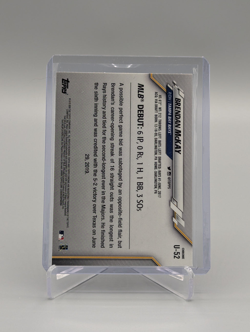 2020 Topps Chrome Update Pink Refractor #U-52 Brendan McKay RC Rays