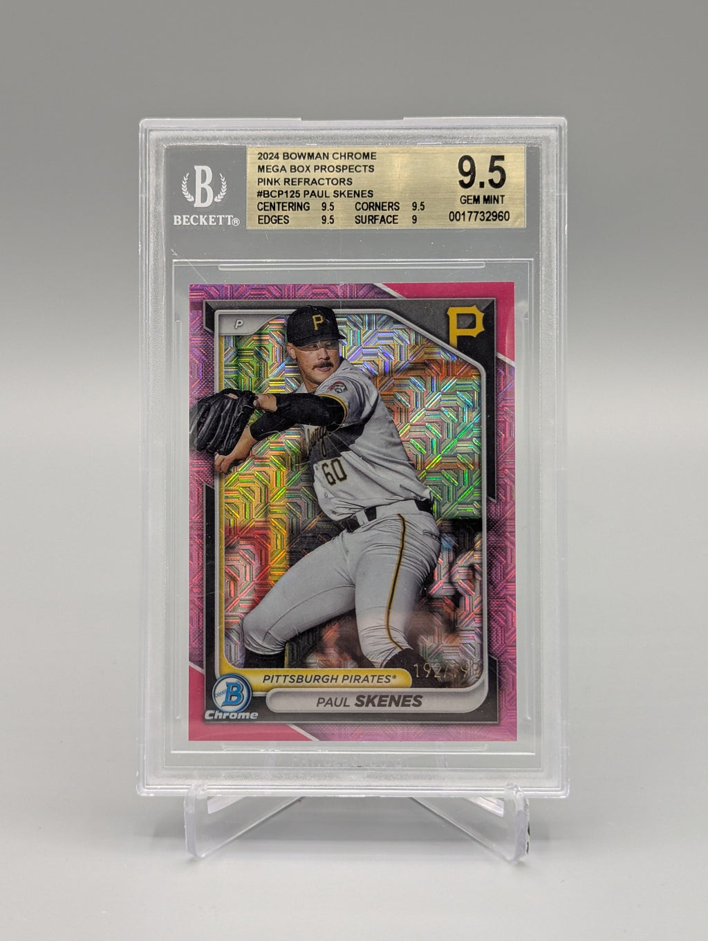 2024 Bowman Chrome Mega Box Pink Ref #BCP125 Paul Skenes Pirates BGS 9.5