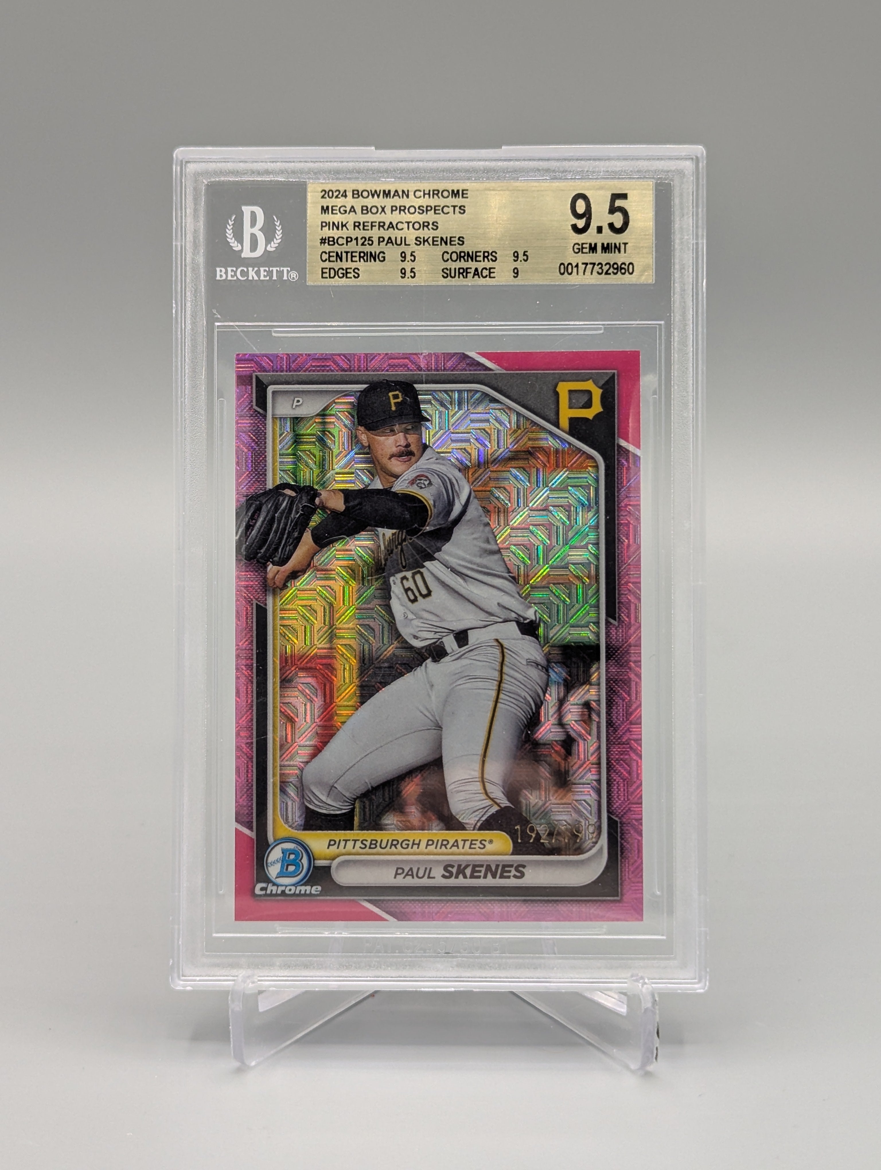 2024 Bowman Chrome Mega Box Pink Ref #BCP125 Paul Skenes Pirates BGS 9.5