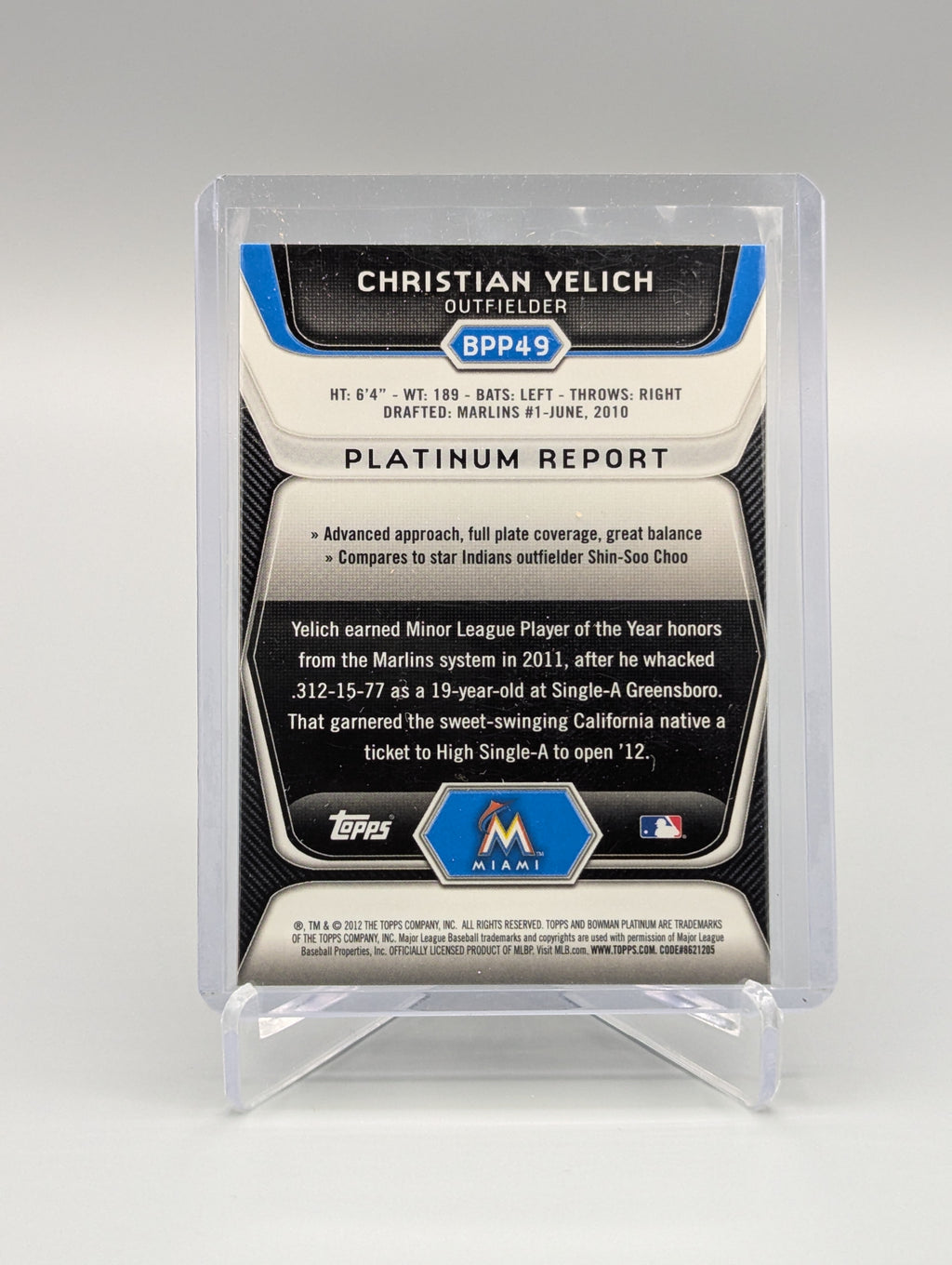 2012 Bowman Platinum Refractor #BPP49 Christian Yelich Marlins