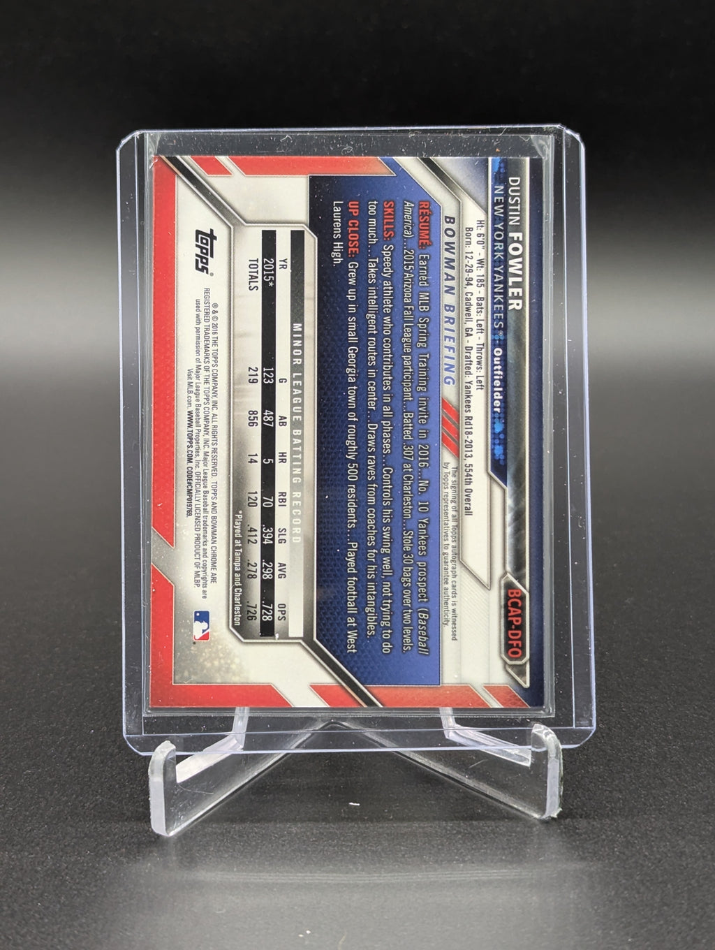 2016 Bowman Chrome Auto #BCAP-DFO Dexter Fowler Yankees
