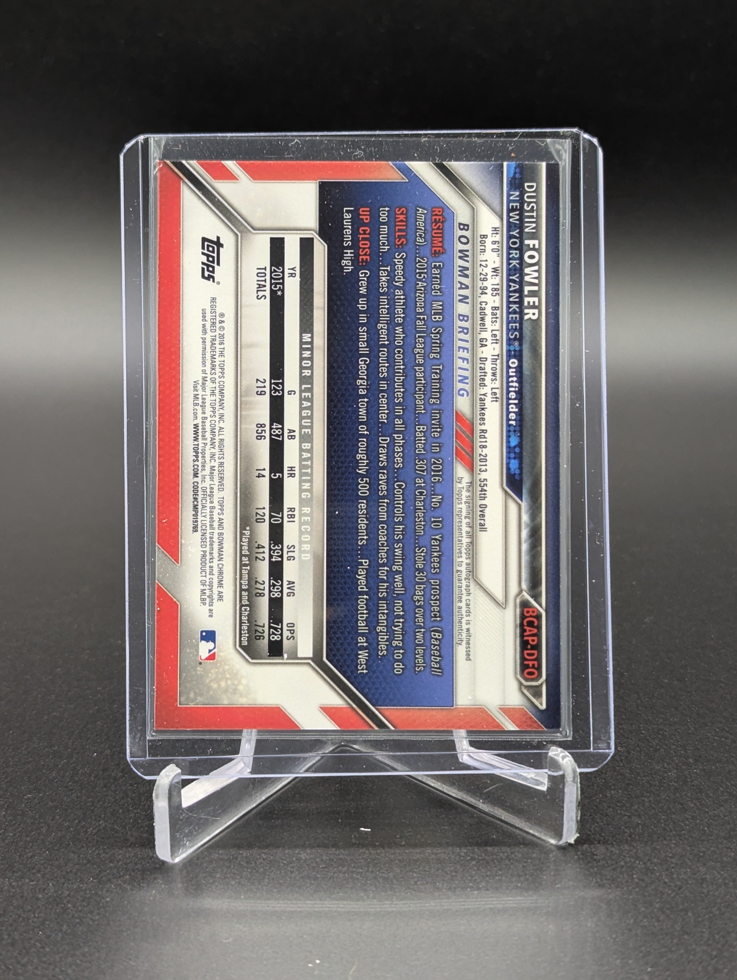 2016 Bowman Chrome Auto #BCAP-DFO Dexter Fowler Yankees