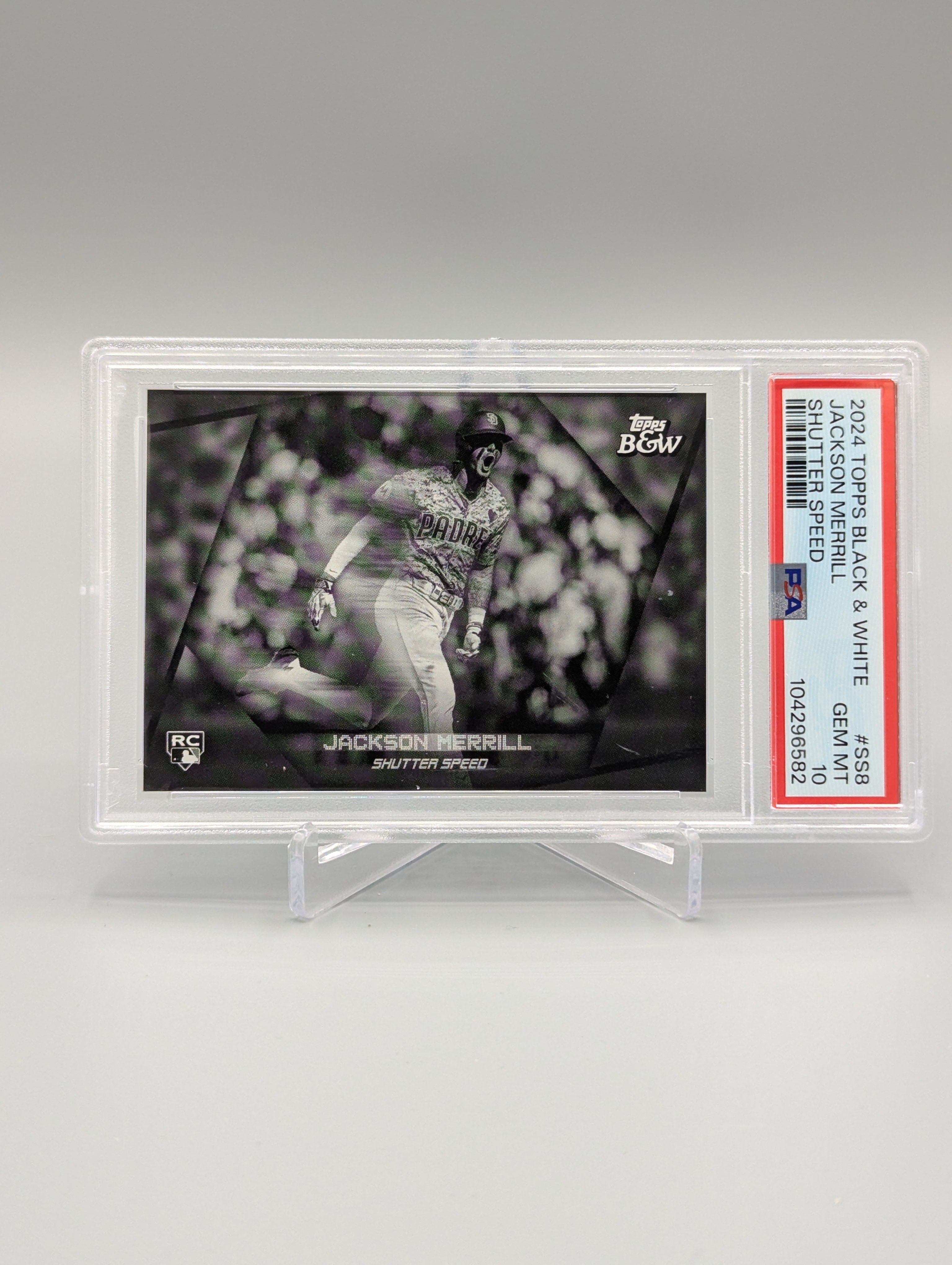 2024 Topps Black & White #SS8 Jackson Merrill RC PSA 10 Padres