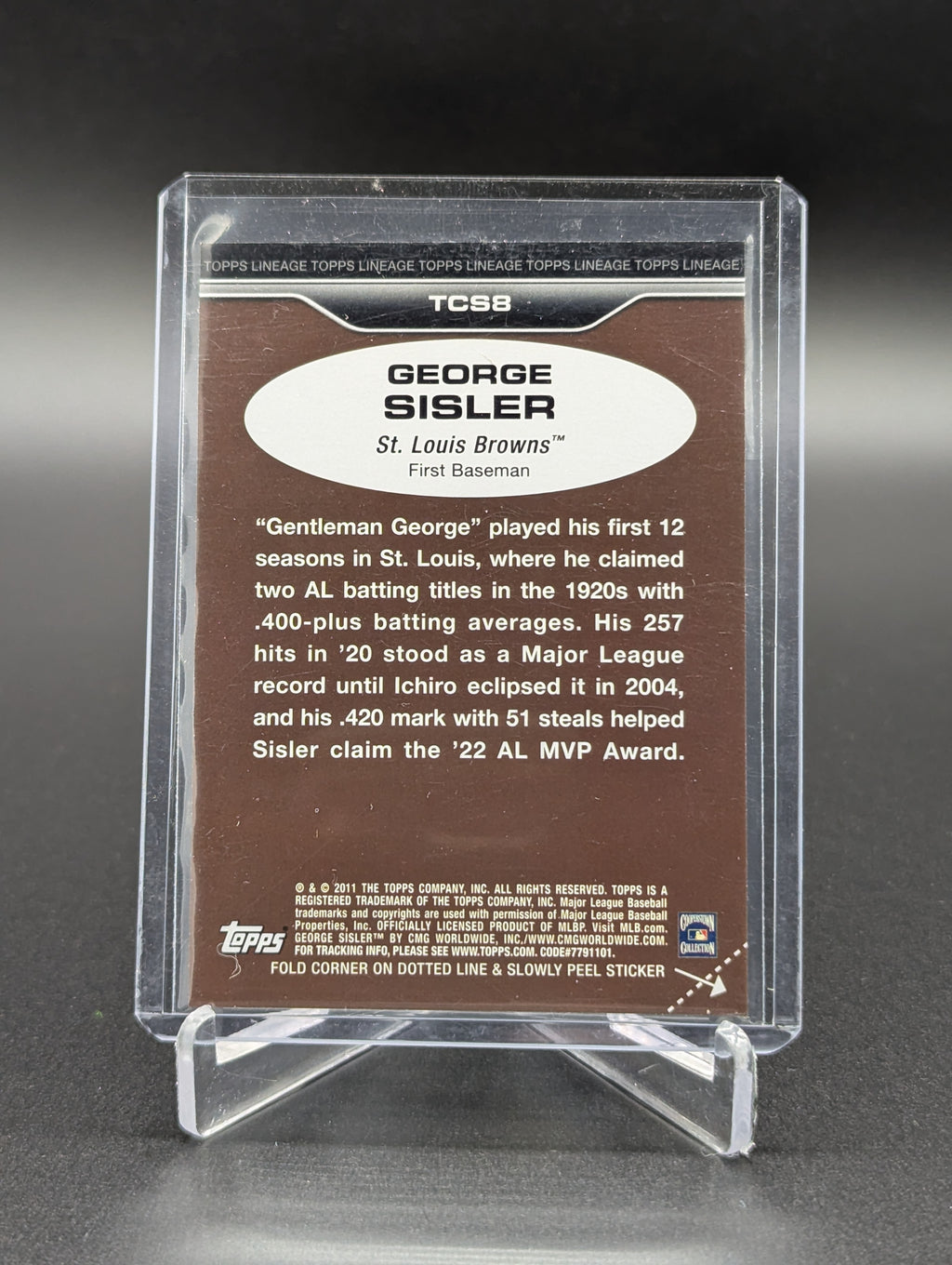 2011 Topps Lineage Cloth Stickers George Sisler Browns