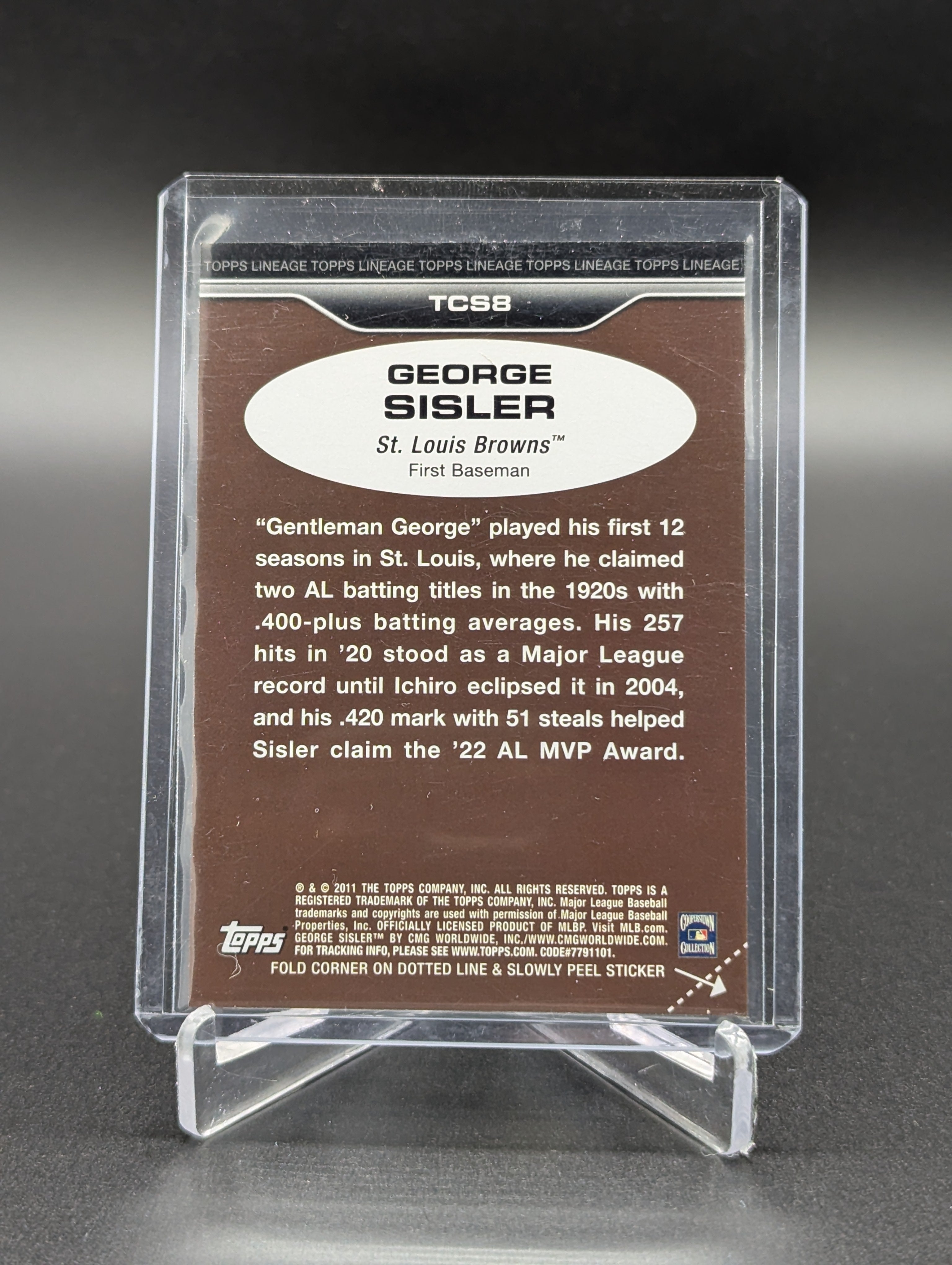 2011 Topps Lineage Cloth Stickers George Sisler Browns