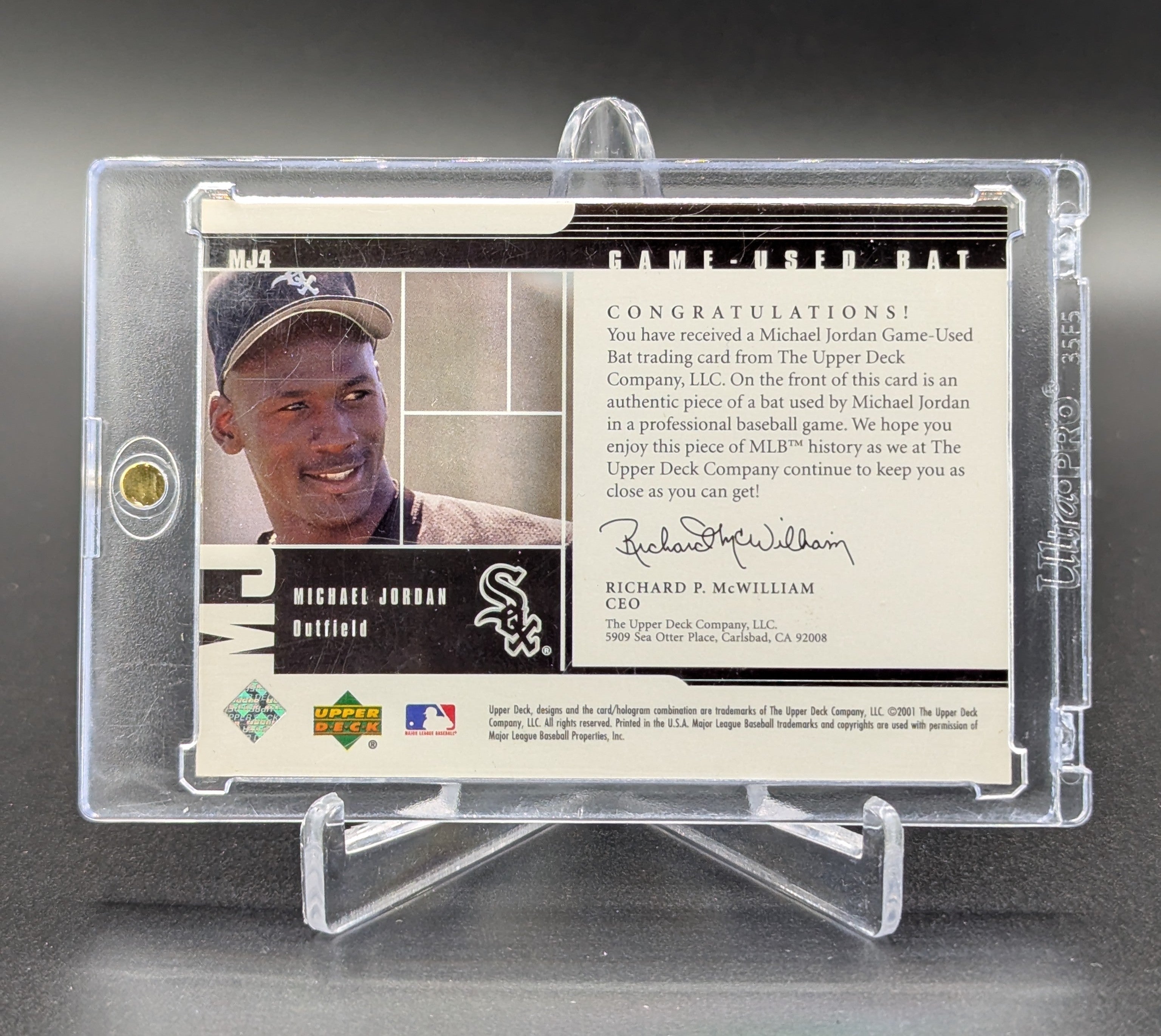 2001 UD Prospect Premiers Grandslam Game Bat #MJ4 Michael Jordan