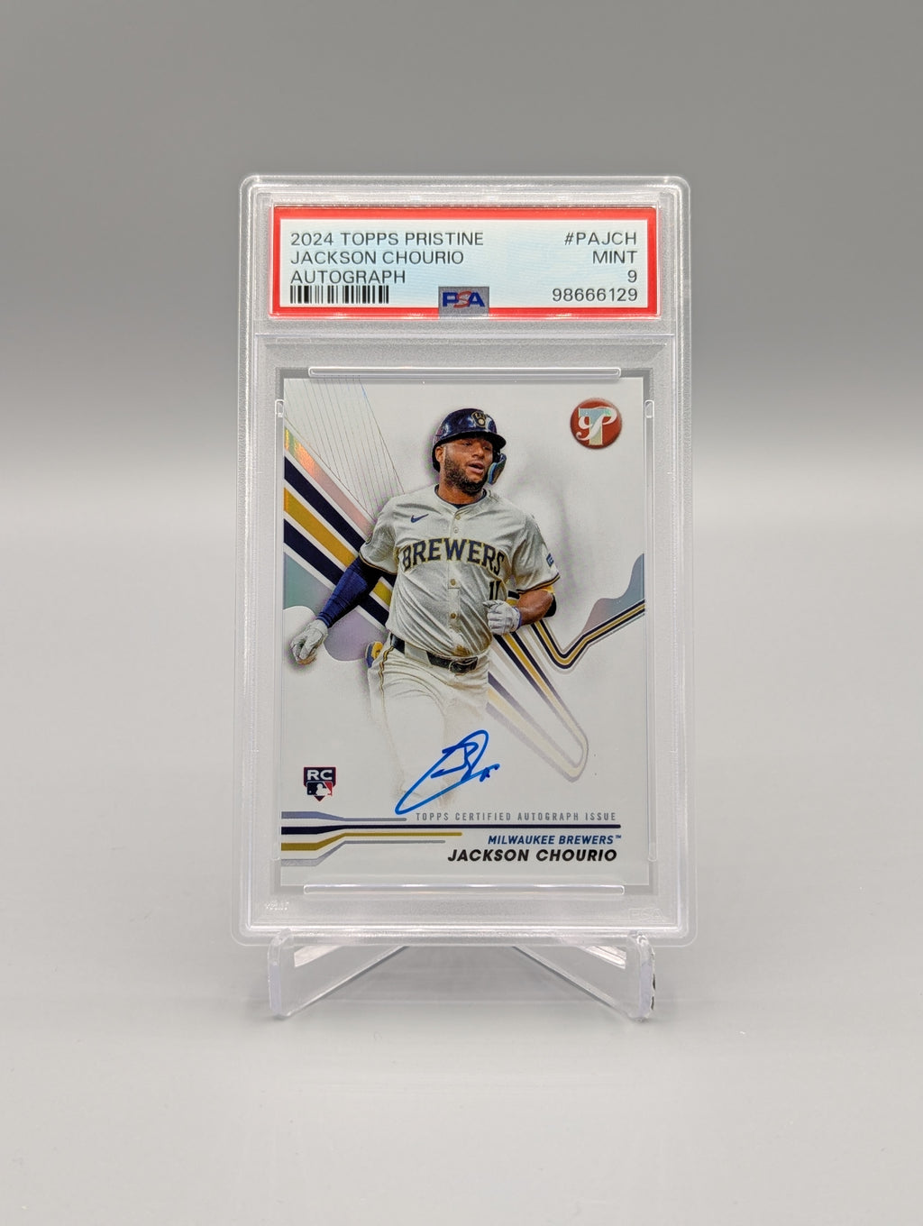 2024 Topps Pristine #PAJCH Jackson Chourio RC Auto PSA 9 Brewers