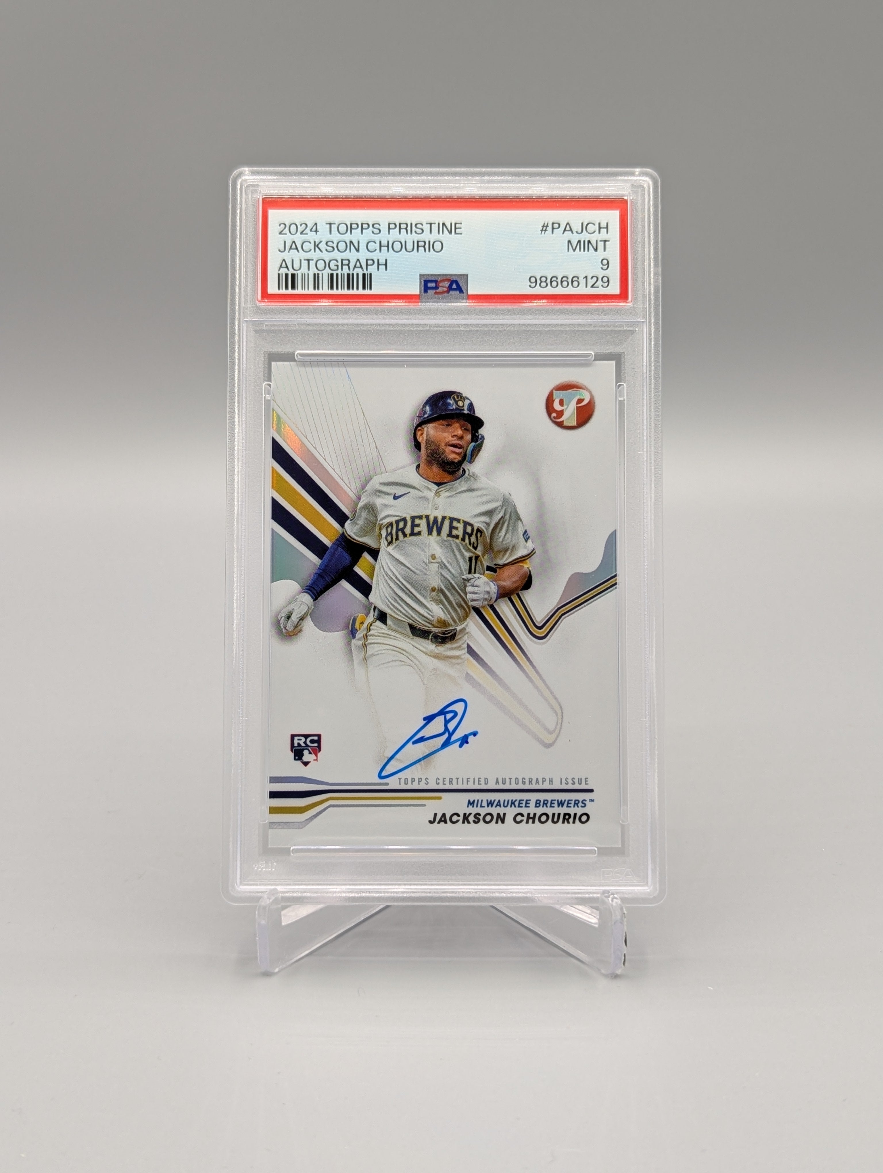 2024 Topps Pristine #PAJCH Jackson Chourio RC Auto PSA 9 Brewers