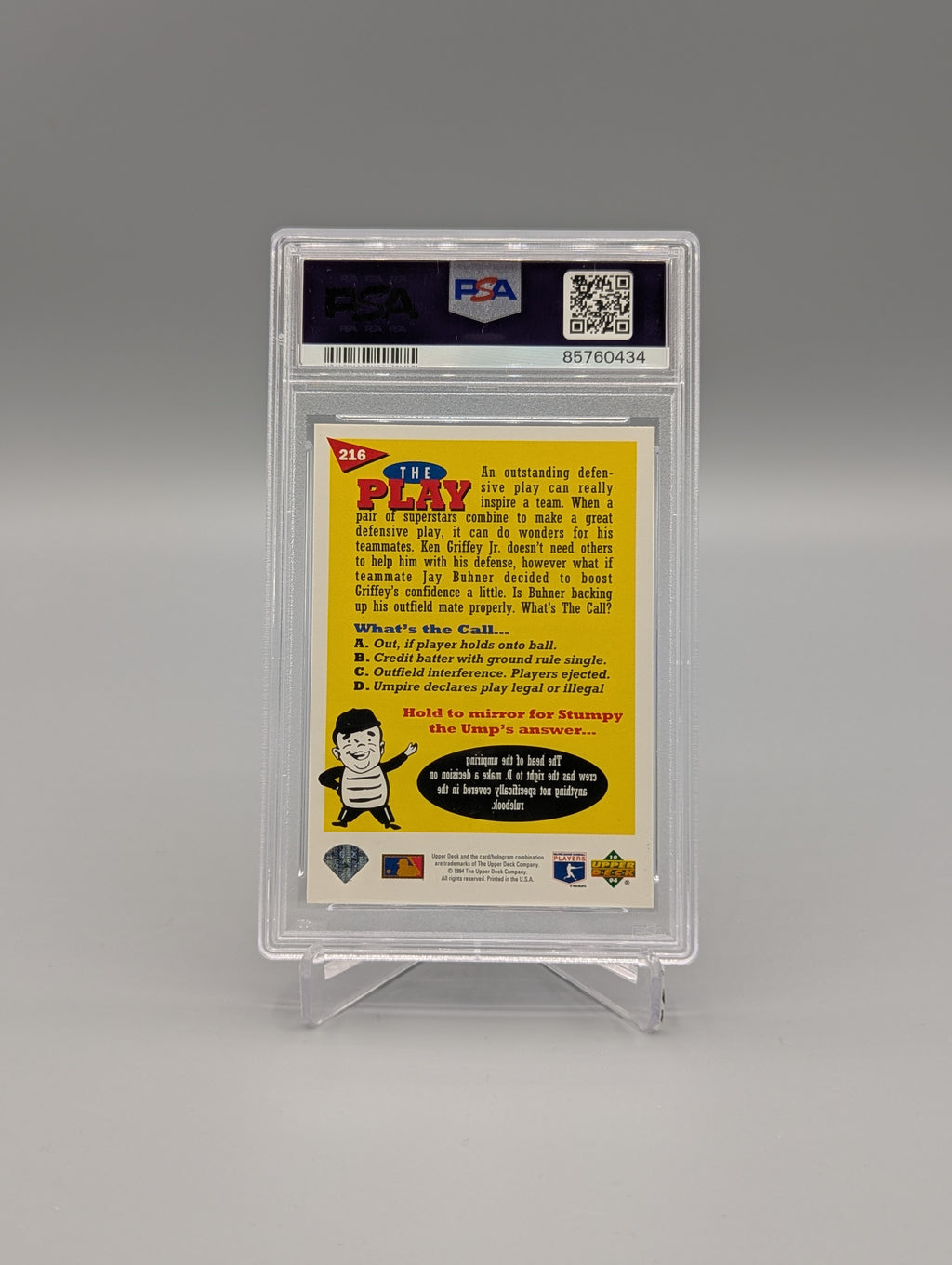 1994 UD Fun Packs #216 Ken Griffey Jr PSA 9 Mariners