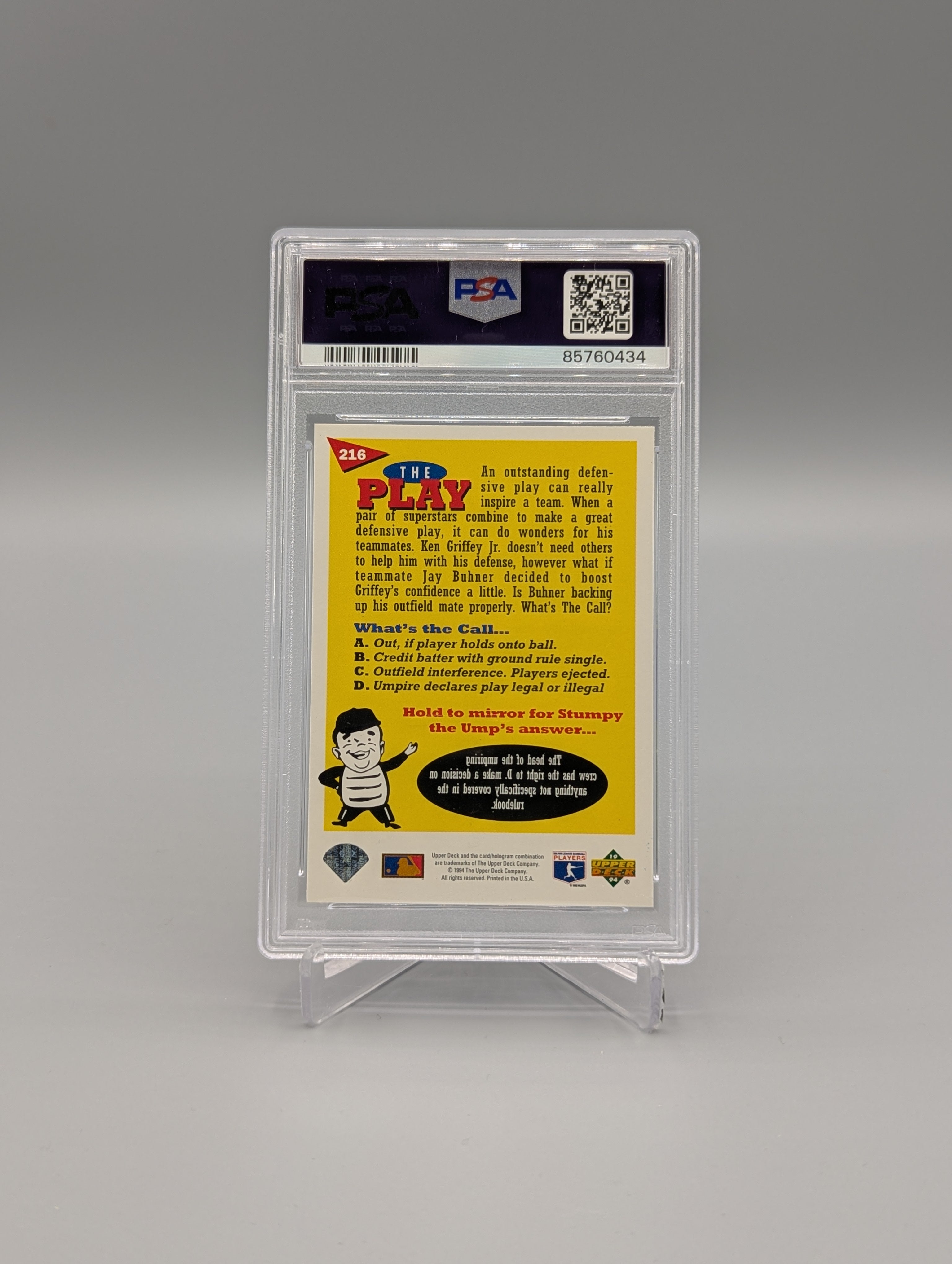 1994 UD Fun Packs #216 Ken Griffey Jr PSA 9 Mariners