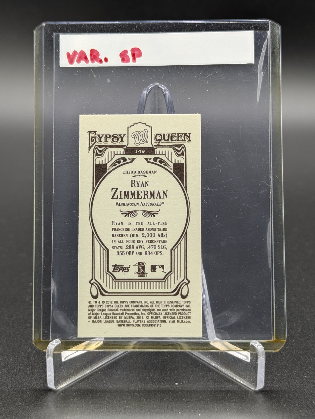 2012 Topps Gypsy Queen Mini Image Variation #149 Ryan Zimmerman