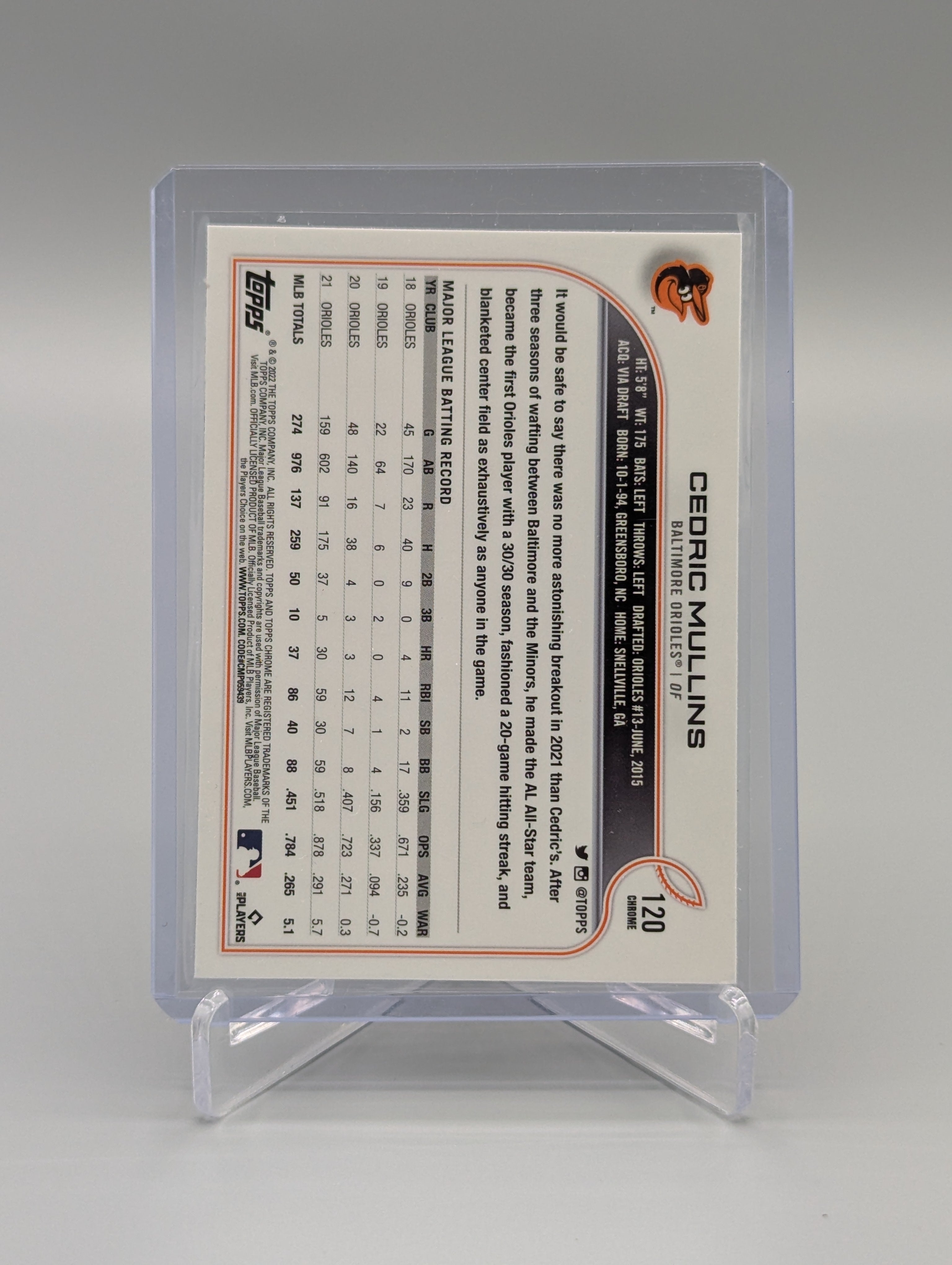 2022 Topps Chrome Sonic Black & White RayWave #120 Cedric Mullins Orioles