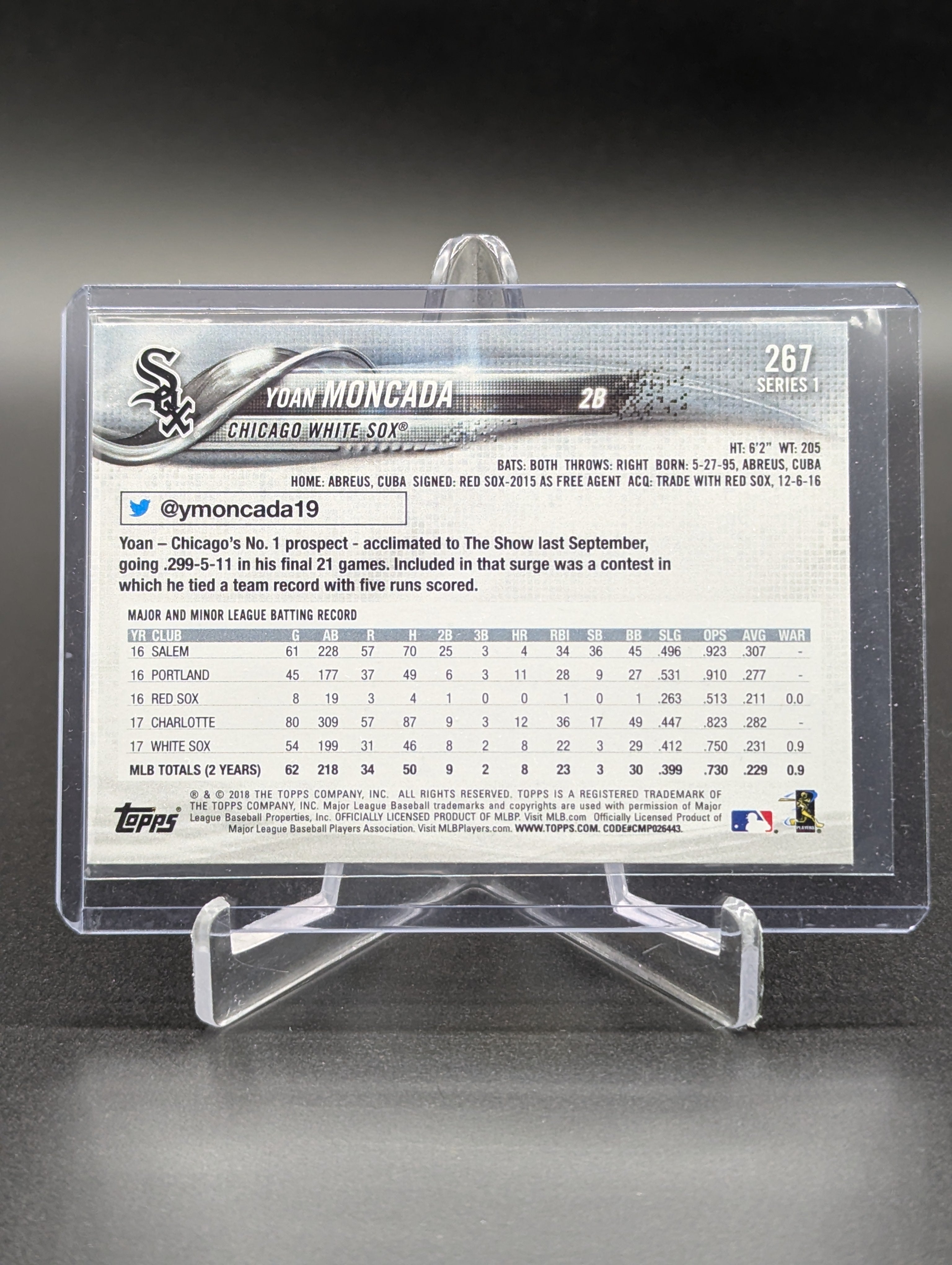2018 Topps Image Variation SP #267 Yoan Moncada White Sox