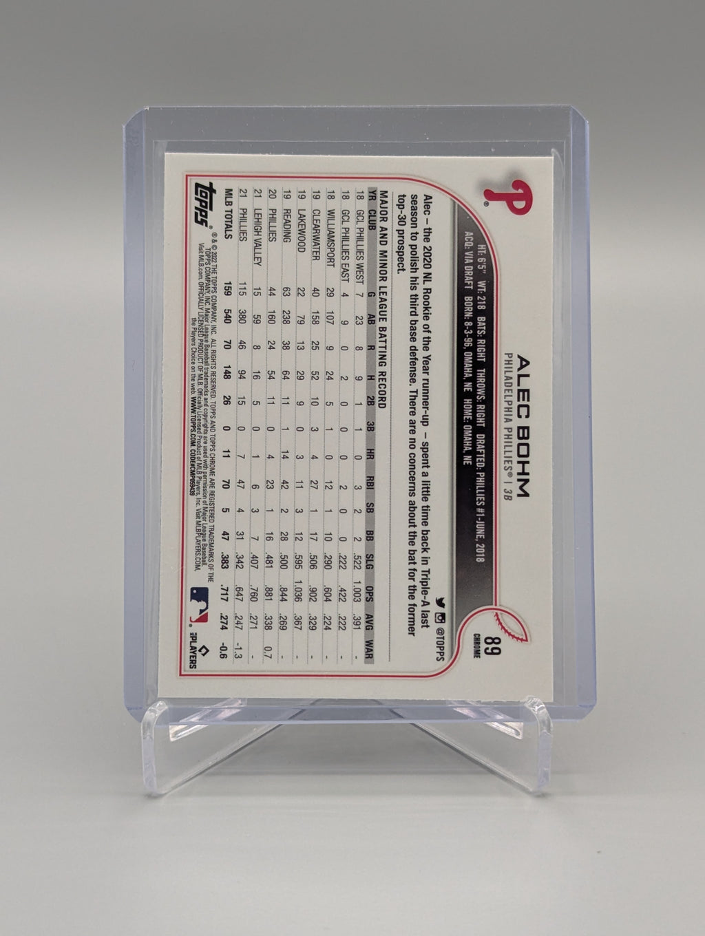 2022 Topps Chrome Sonic Black & White RayWave #99 Alec Bohm Phillies