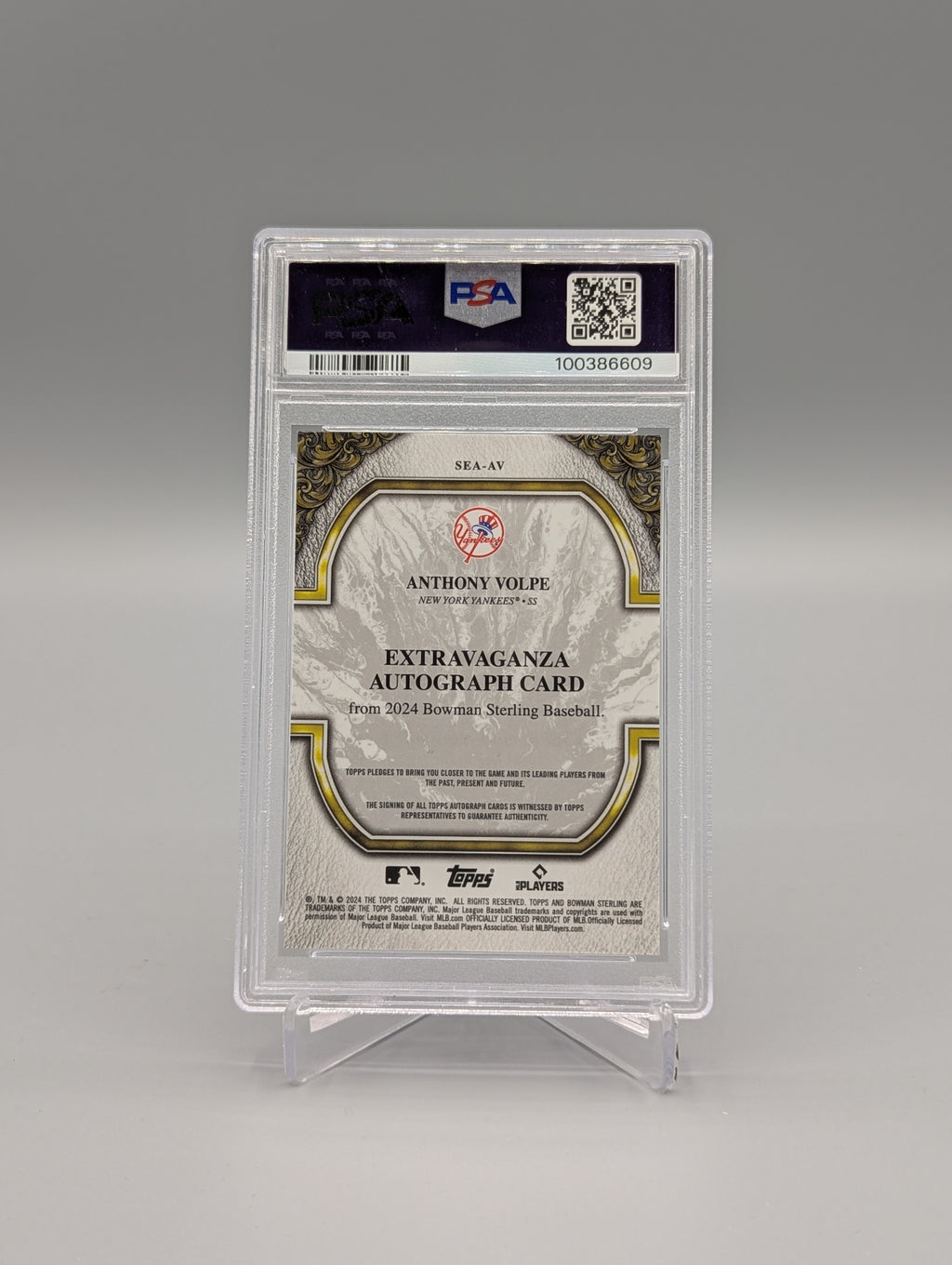 2024 Bowman Sterling Blue #SEAAV Anthony Volpe Auto #/25 PSA 10 Yankees