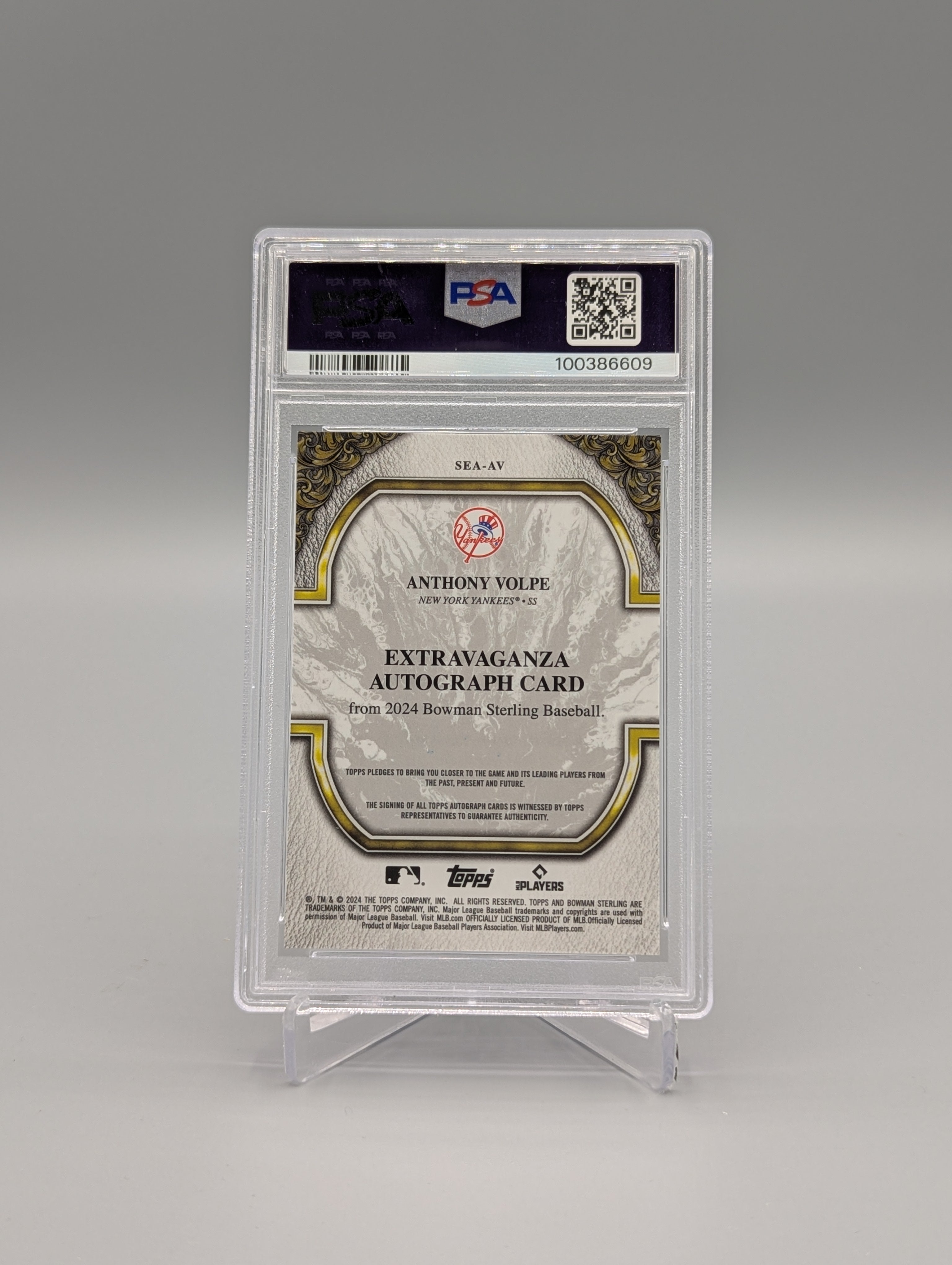2024 Bowman Sterling Blue #SEAAV Anthony Volpe Auto #/25 PSA 10 Yankees